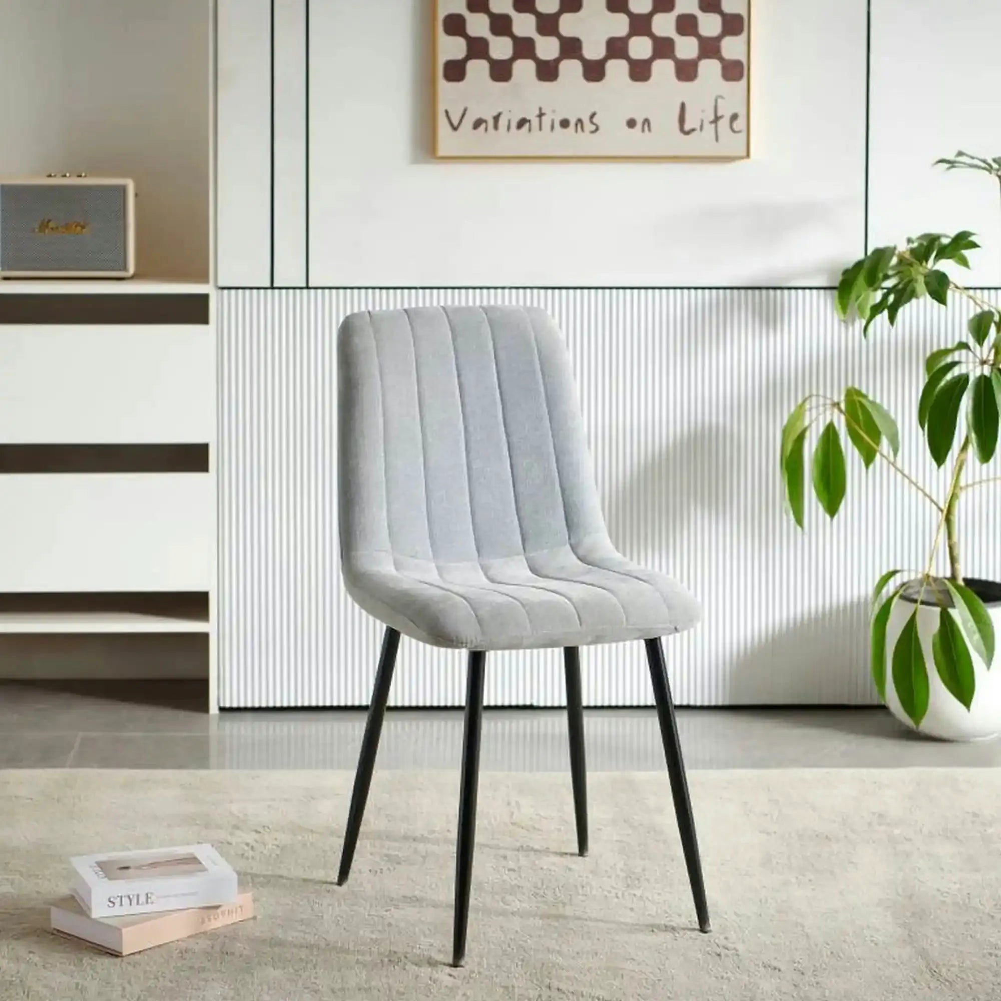 Scaun JET, gri deschis/negru, stofa clasica/metal, 44x54x88 cm