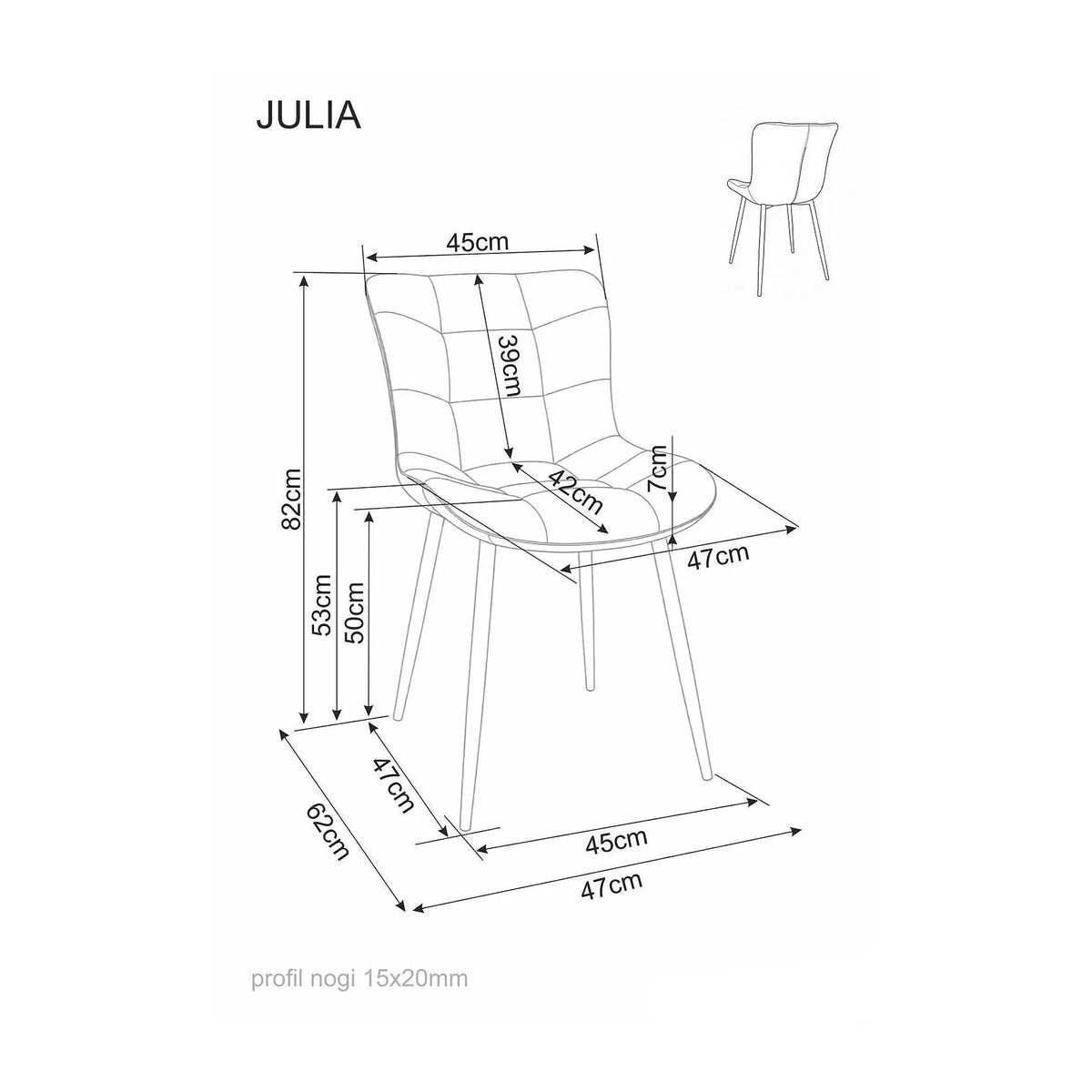 Scaun JULIA, bej deschis/negru, stofă/metal, 47x42x82 cm