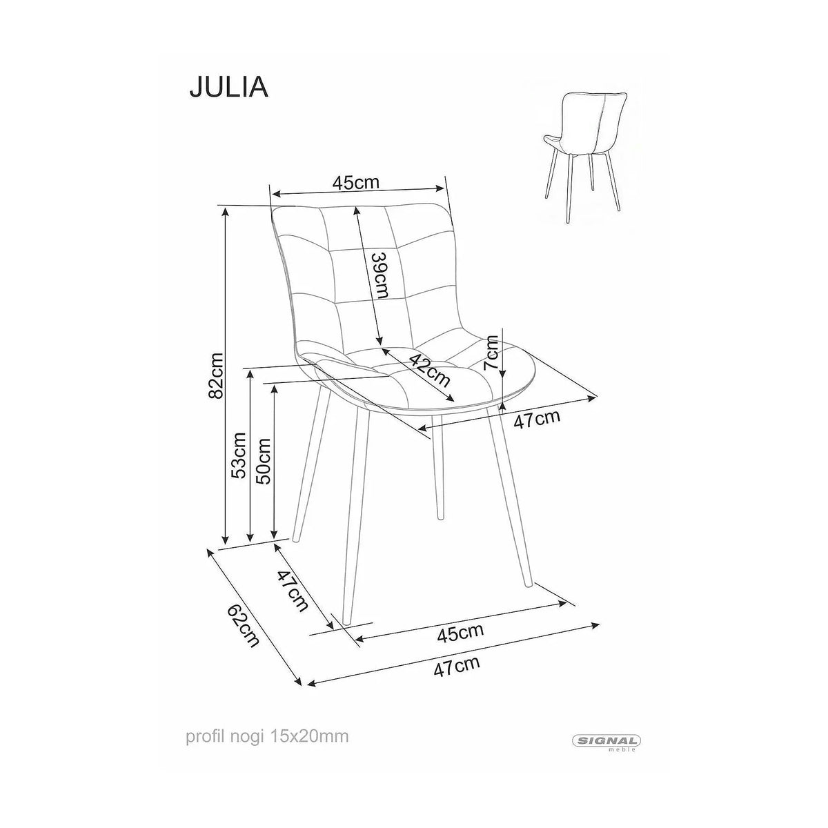 Scaun JULIA, cappuccino/negru, stofă/metal, 47x42x82 cm