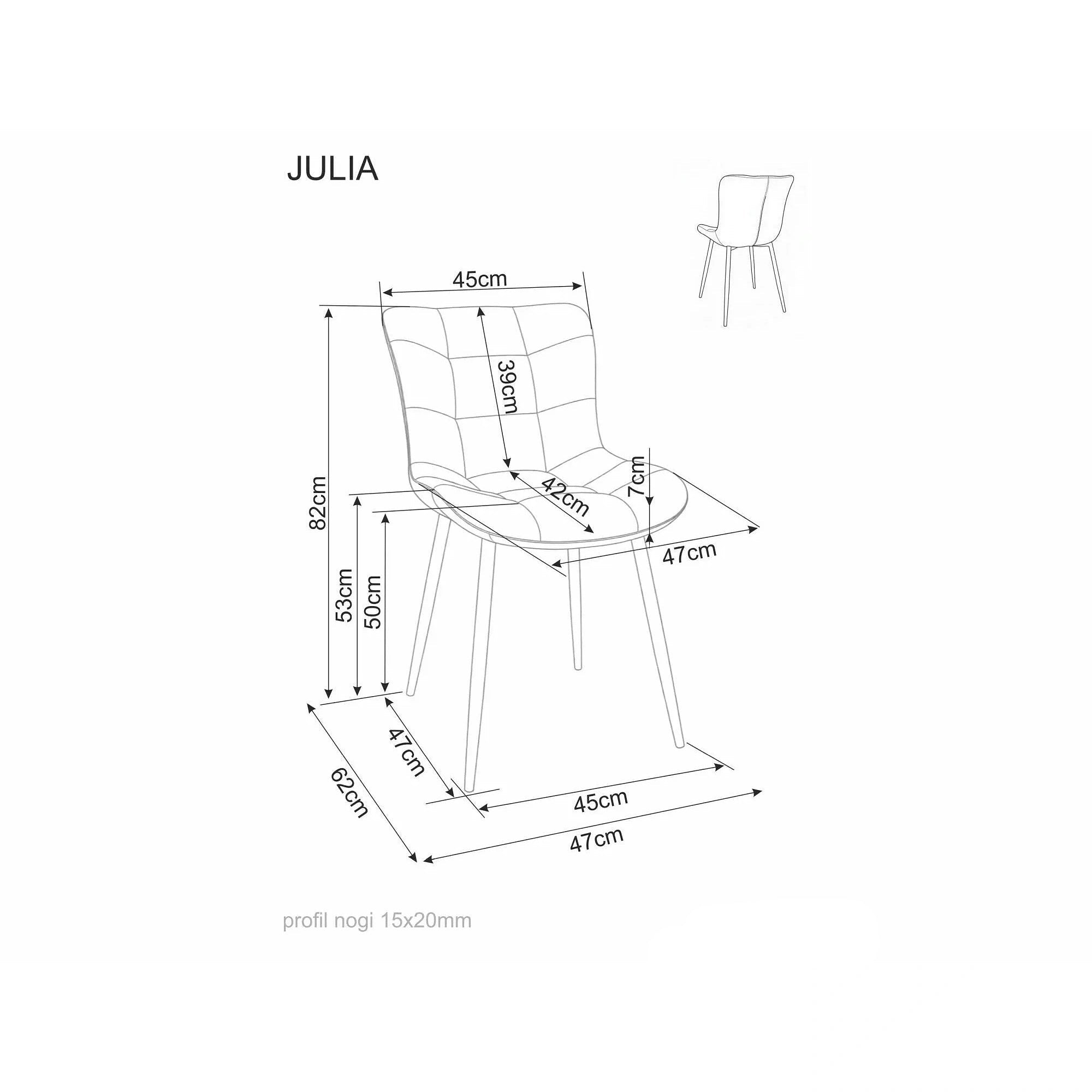 Scaun JULIA, gri/negru, stofă/metal, 47x42x82 cm