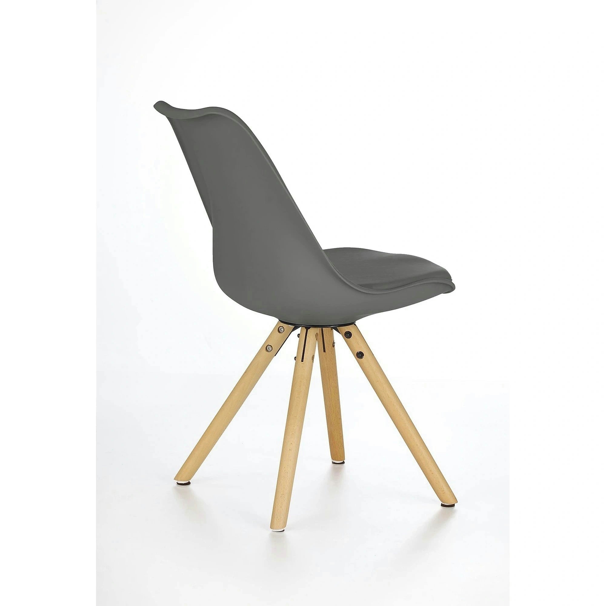 Scaun K201, gri/fag, piele ecologica/lemn de fag, 48X47X80 CM