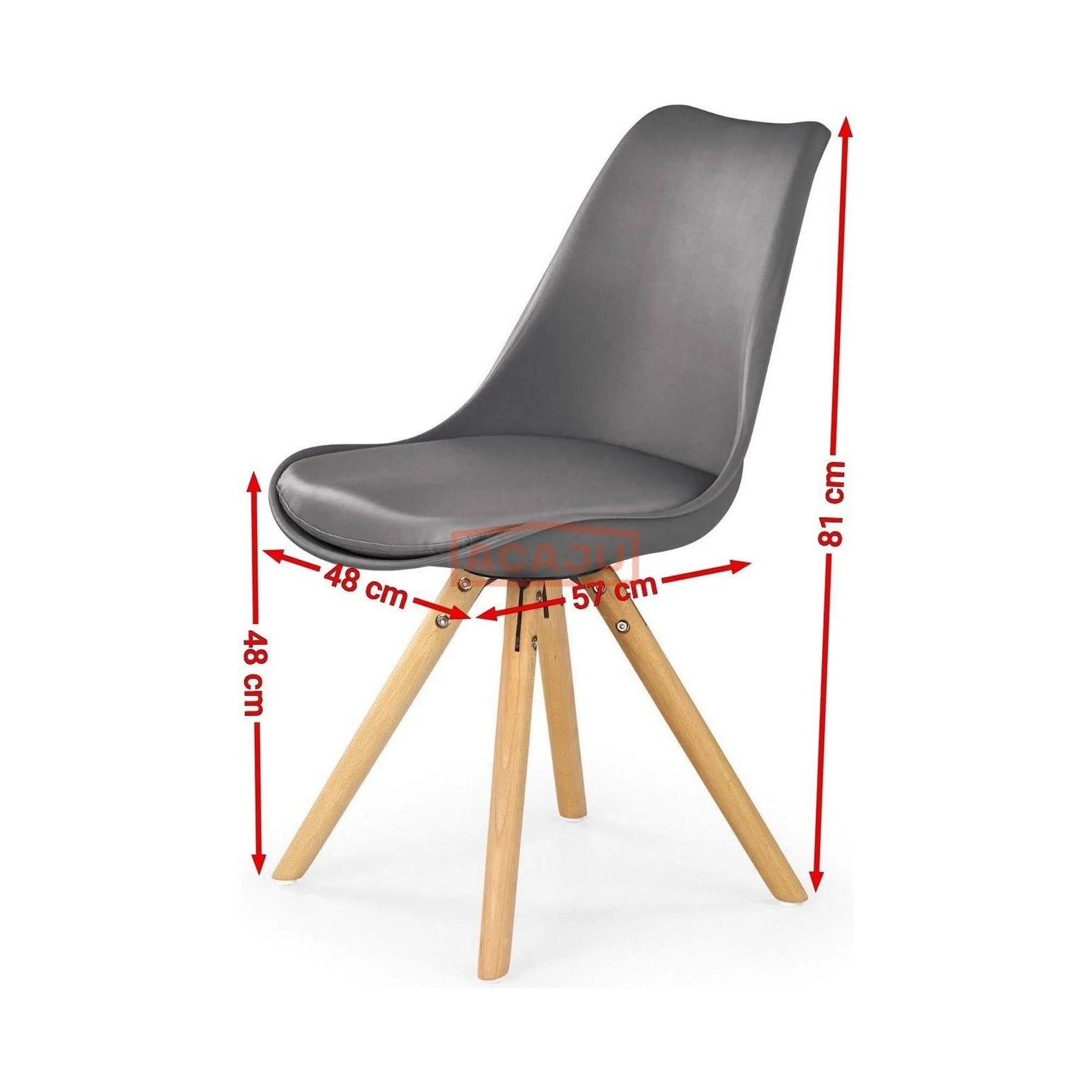 Scaun K201, gri/fag, piele ecologica/lemn de fag, 48X47X80 CM