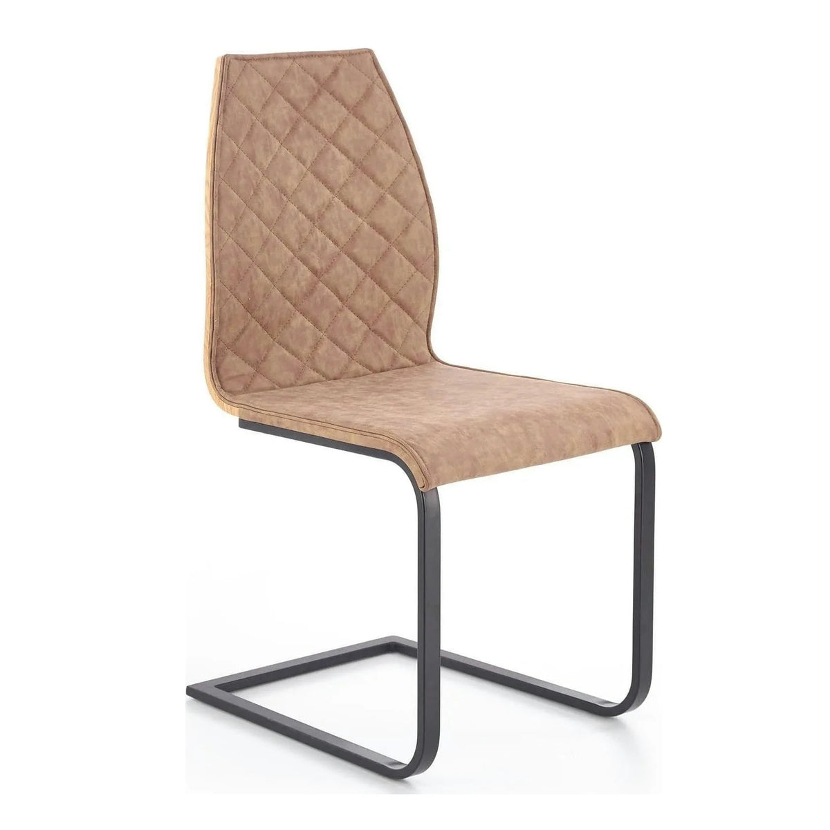 Scaun K265, maro/negru, piele ecologica/metal, 43x58x94 cm