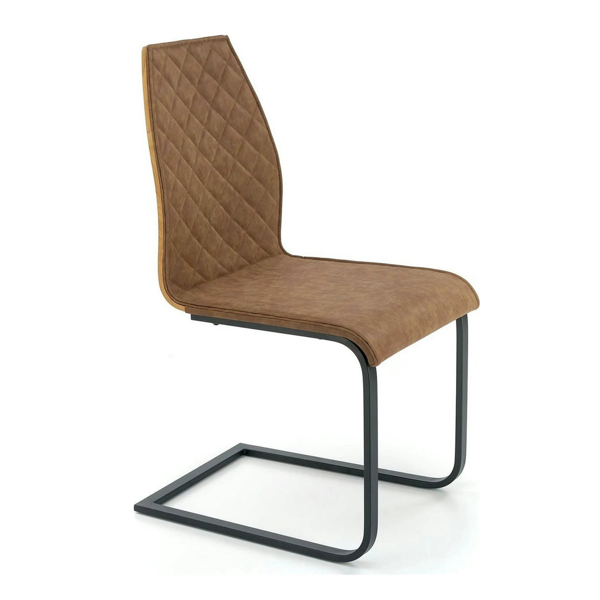 Scaun K265, maro/negru, piele ecologica/metal, 43x58x94 cm