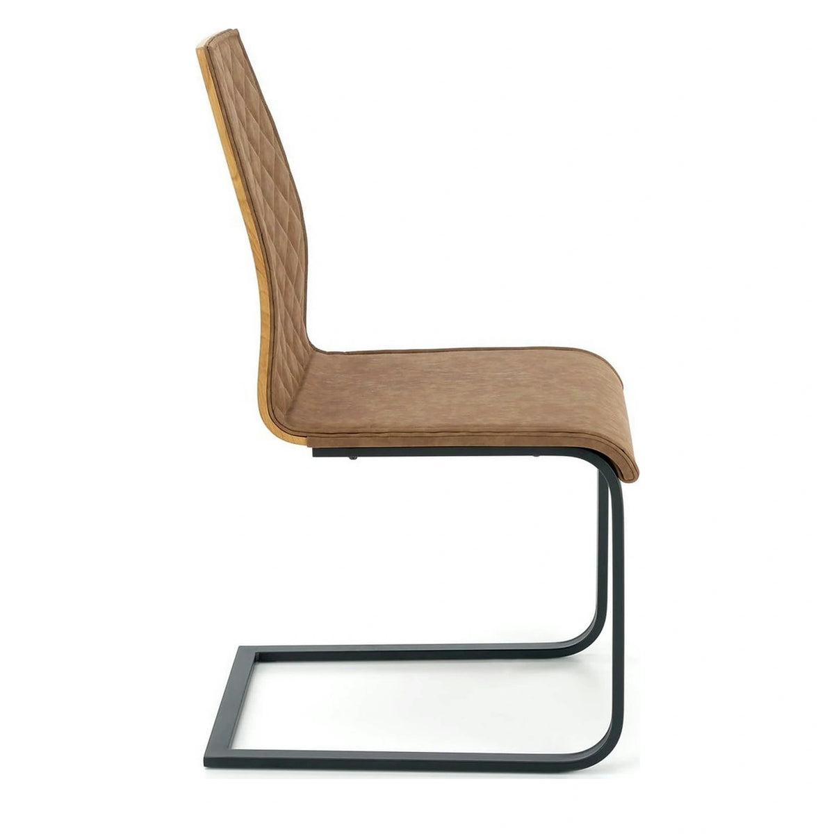 Scaun K265, maro/negru, piele ecologica/metal, 43x58x94 cm
