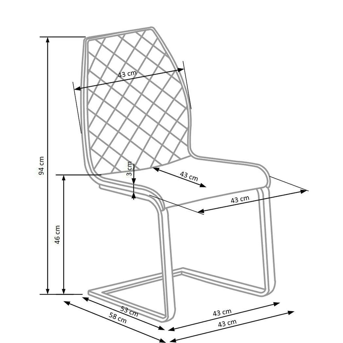Scaun K265, maro/negru, piele ecologica/metal, 43x58x94 cm