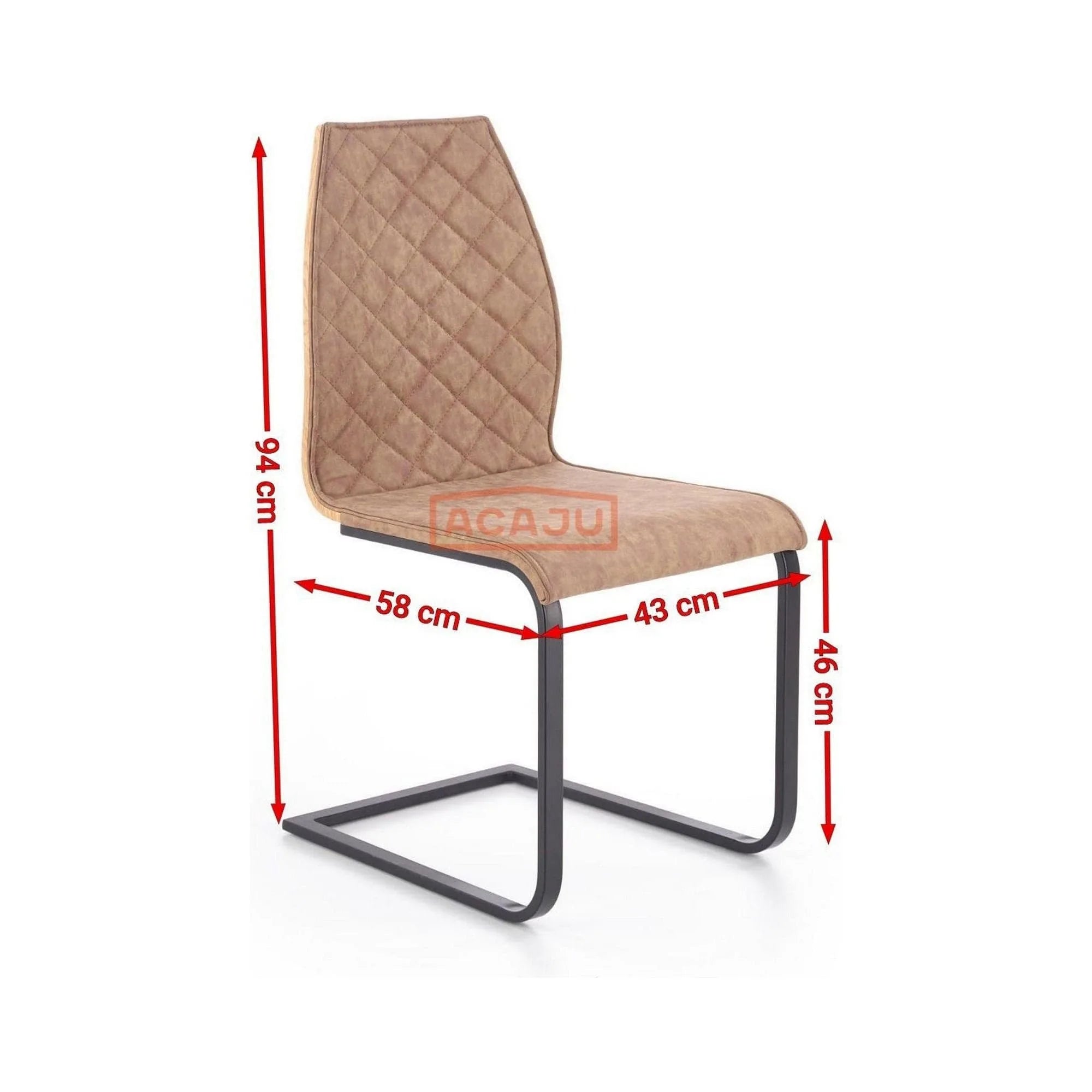 Scaun K265, maro/negru, piele ecologica/metal, 43x58x94 cm