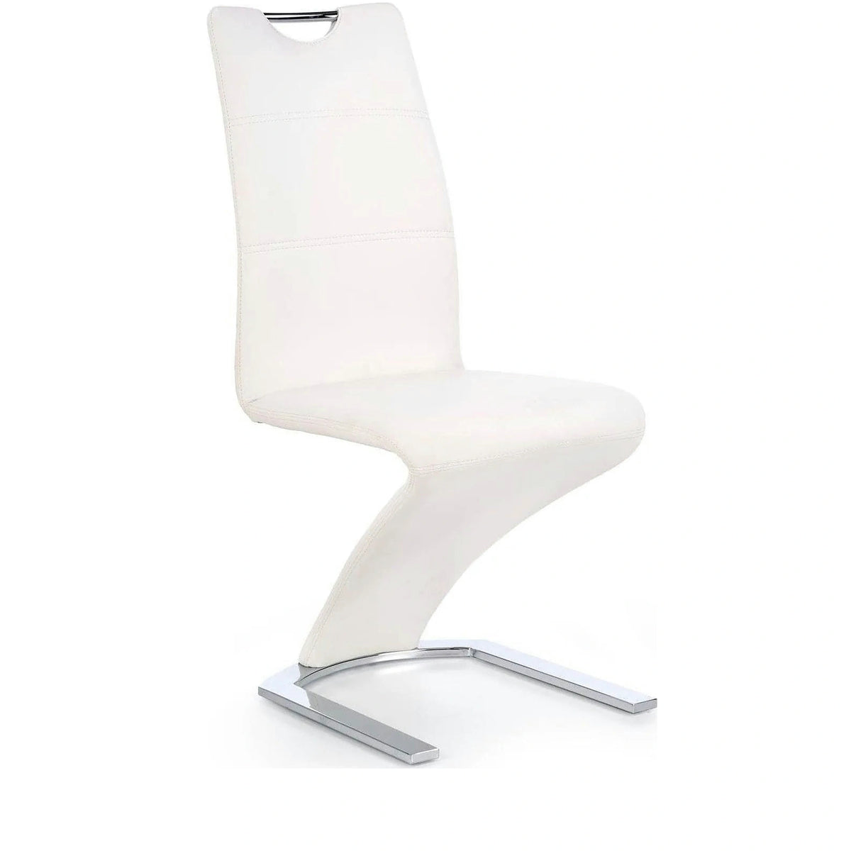Scaun K291, alb/crom, piele ecologica/metal, 45X63X101 CM