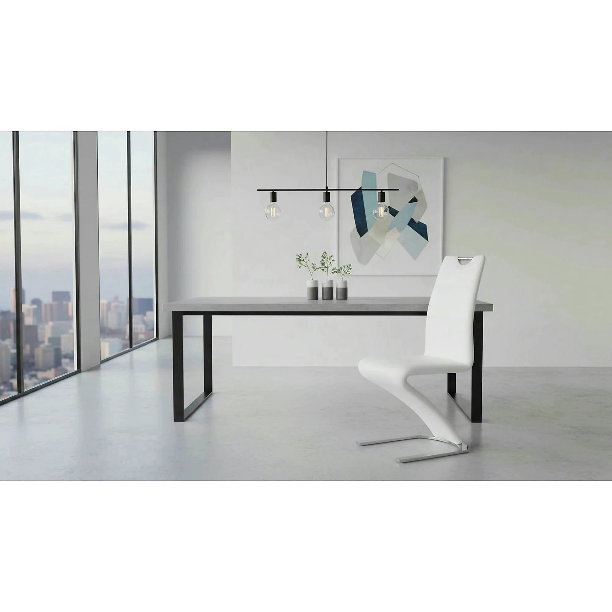 Scaun K291, alb/crom, piele ecologica/metal, 45X63X101 CM