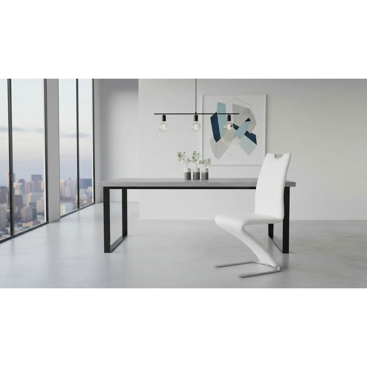 Scaun K291, alb/crom, piele ecologica/metal, 45X63X101 CM