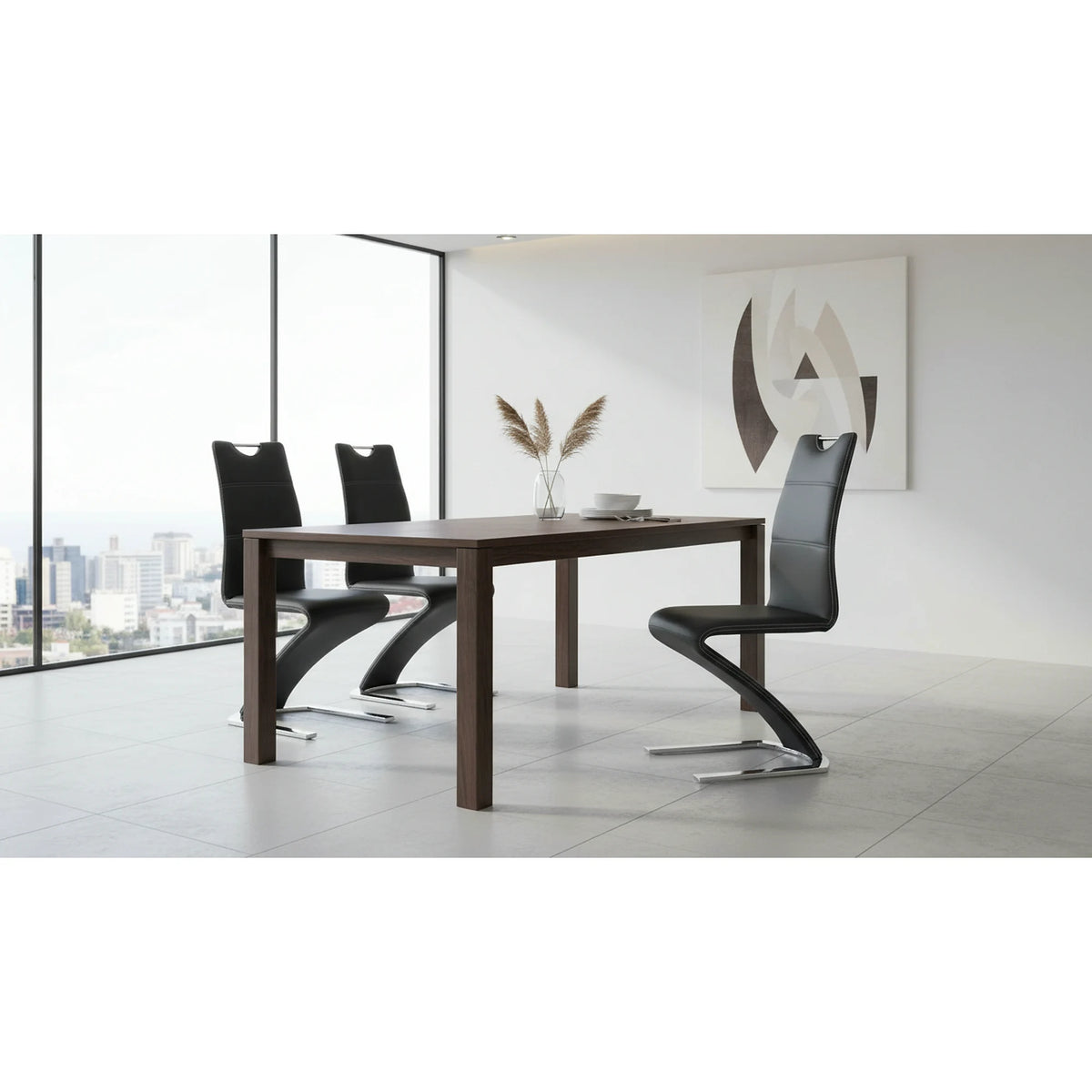 Scaun K291, negru/crom, piele ecologica/metal, 45X63X101 CM