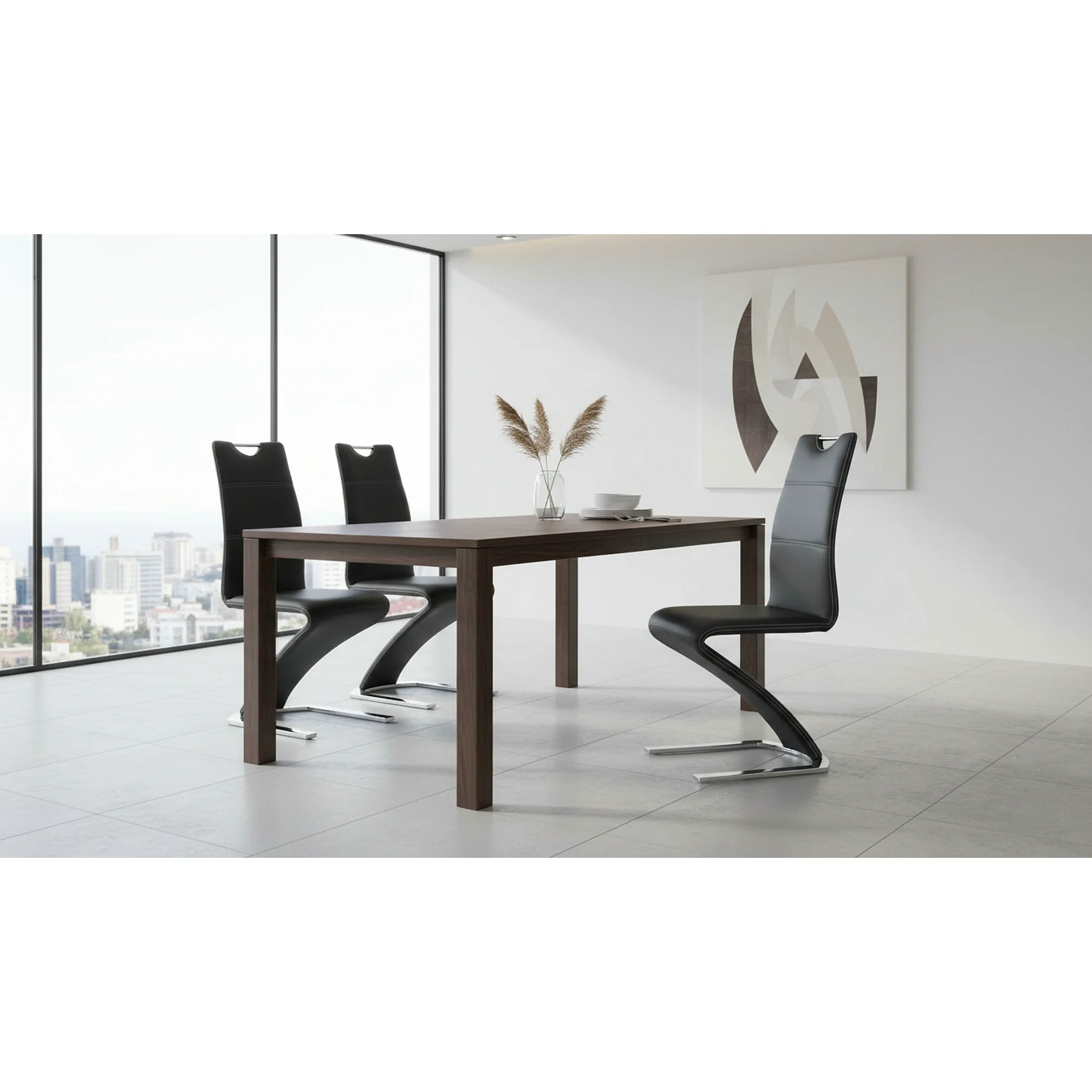 Scaun K291, negru/crom, piele ecologica/metal, 45X63X101 CM