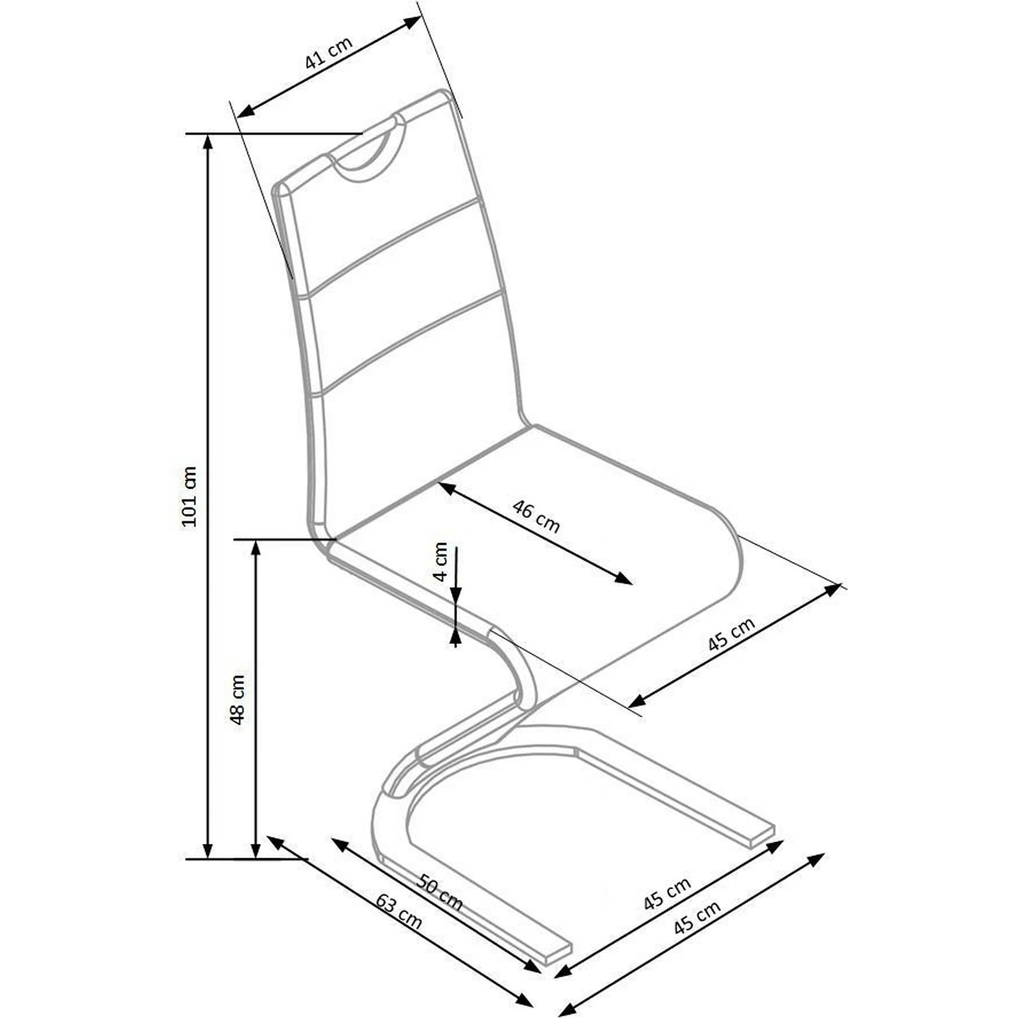 Scaun K291, negru/crom, piele ecologica/metal, 45X63X101 CM