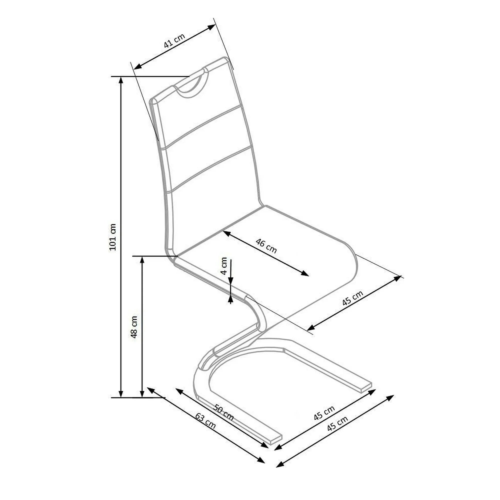 Scaun K291, negru/crom, piele ecologica/metal, 45X63X101 CM