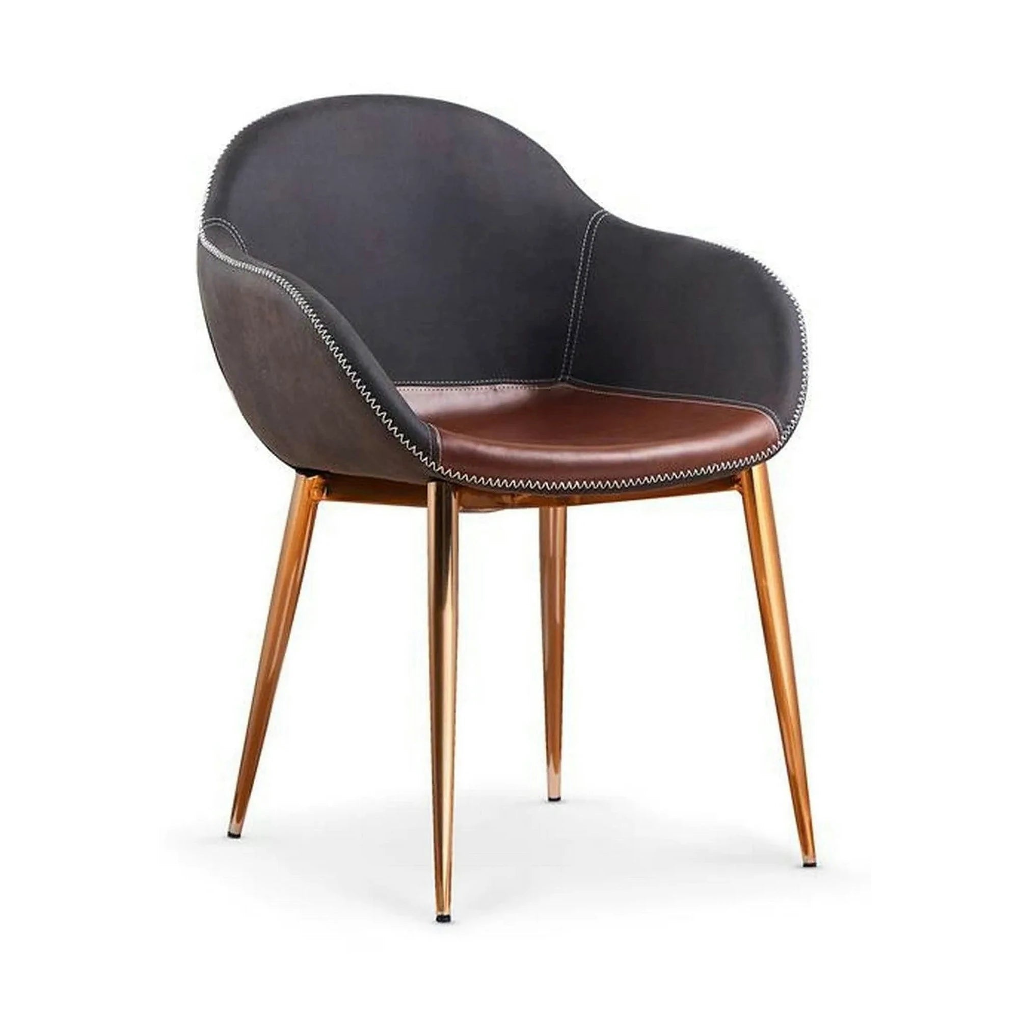 Scaun K304, gri/maro, piele ecologica/otel, 57x59x81 cm