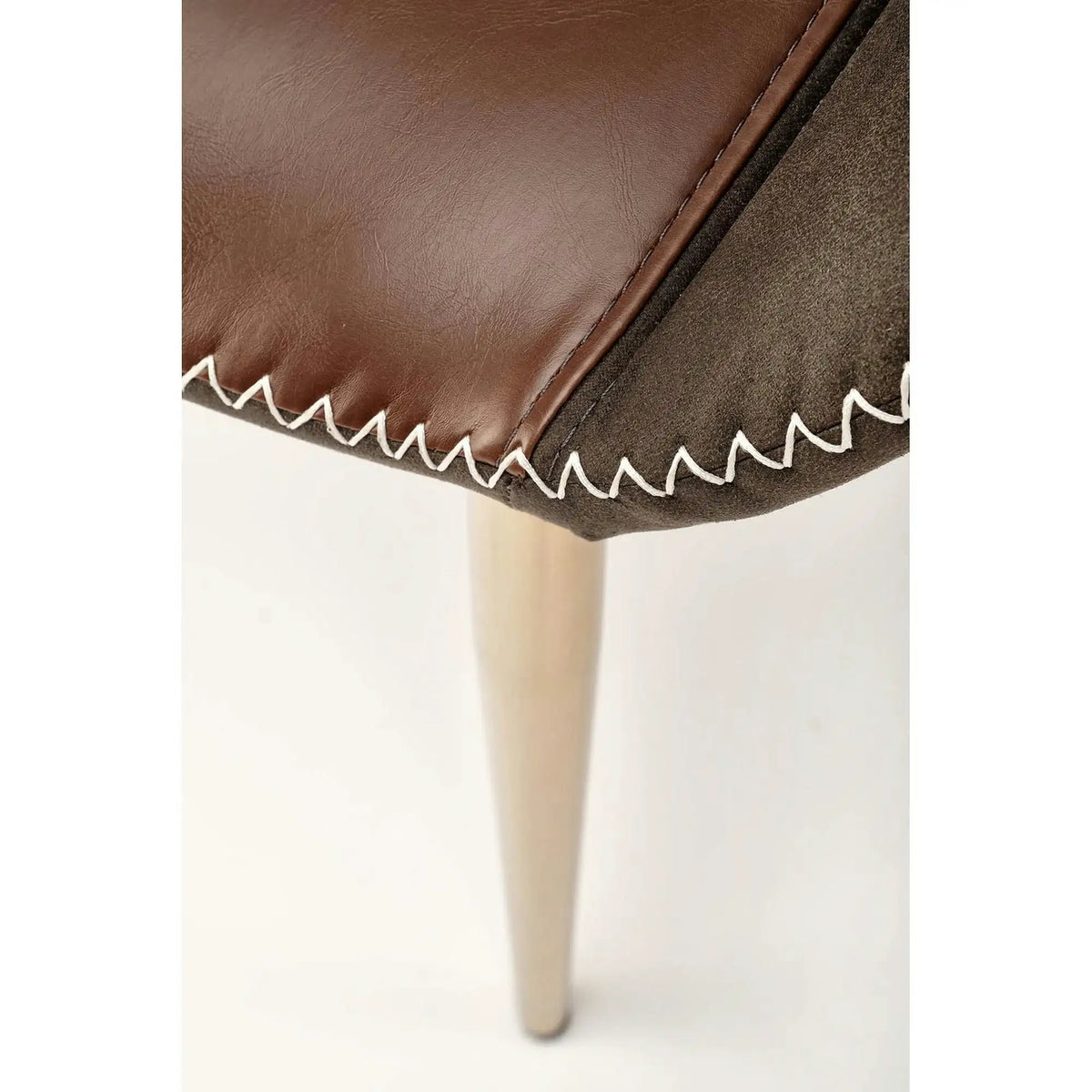 Scaun K304, gri/maro, piele ecologica/otel, 57x59x81 cm