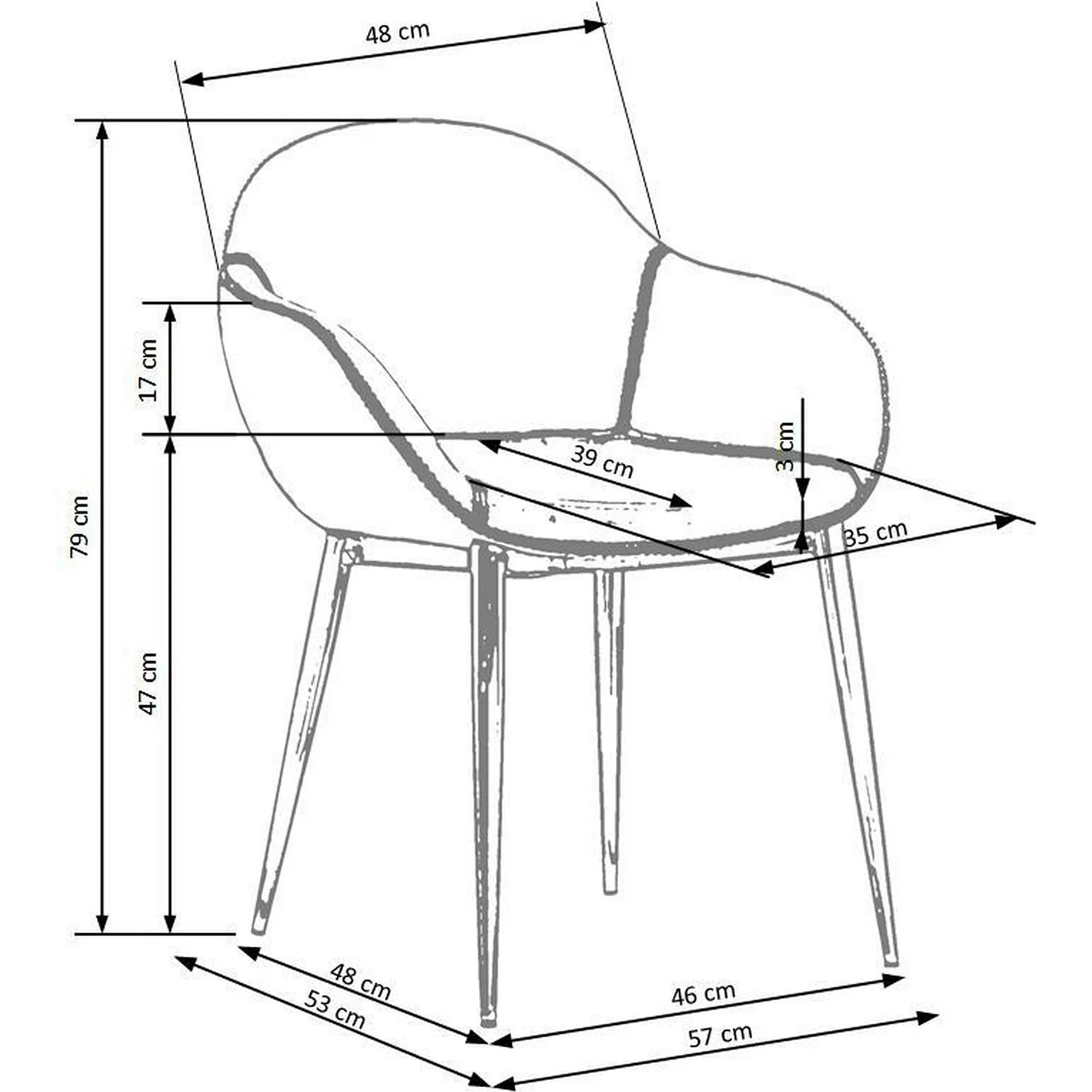 Scaun K304, gri/maro, piele ecologica/otel, 57x59x81 cm