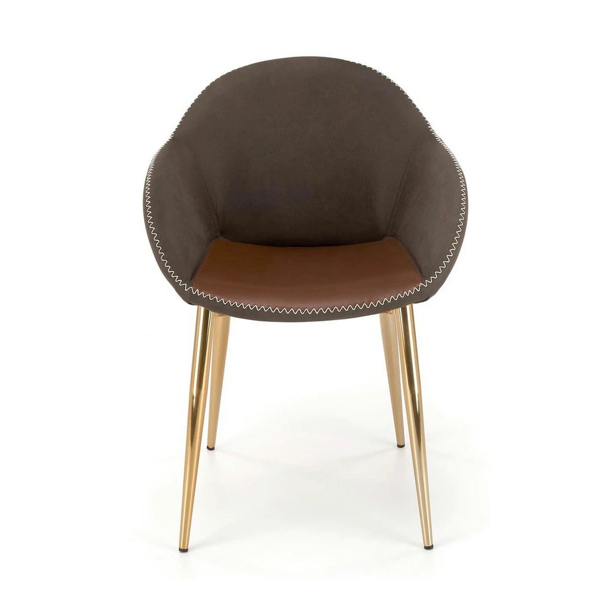 Scaun K304, gri/maro, piele ecologica/otel, 57x59x81 cm