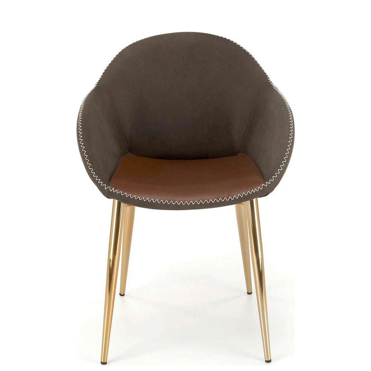 Scaun K304, gri/maro, piele ecologica/otel, 57x59x81 cm