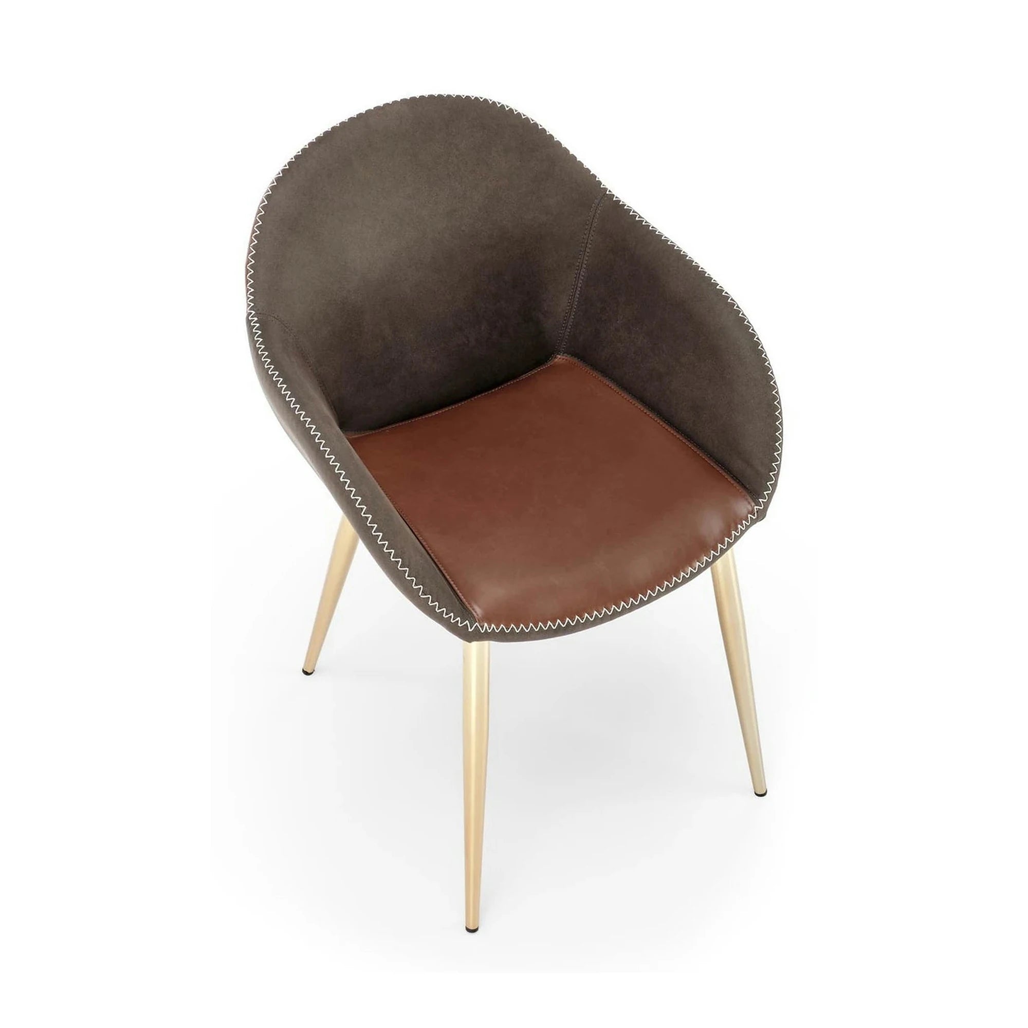 Scaun K304, gri/maro, piele ecologica/otel, 57x59x81 cm