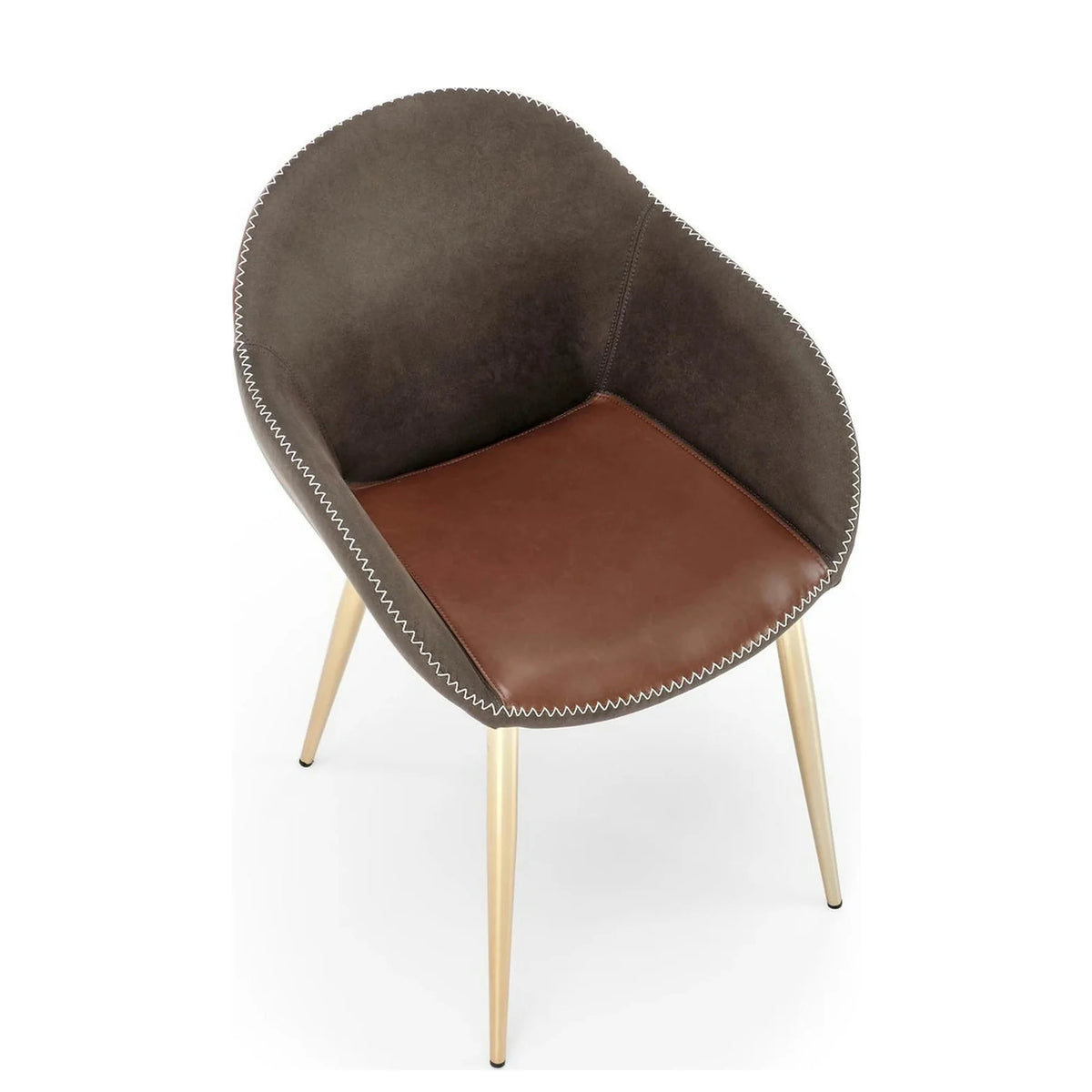 Scaun K304, gri/maro, piele ecologica/otel, 57x59x81 cm