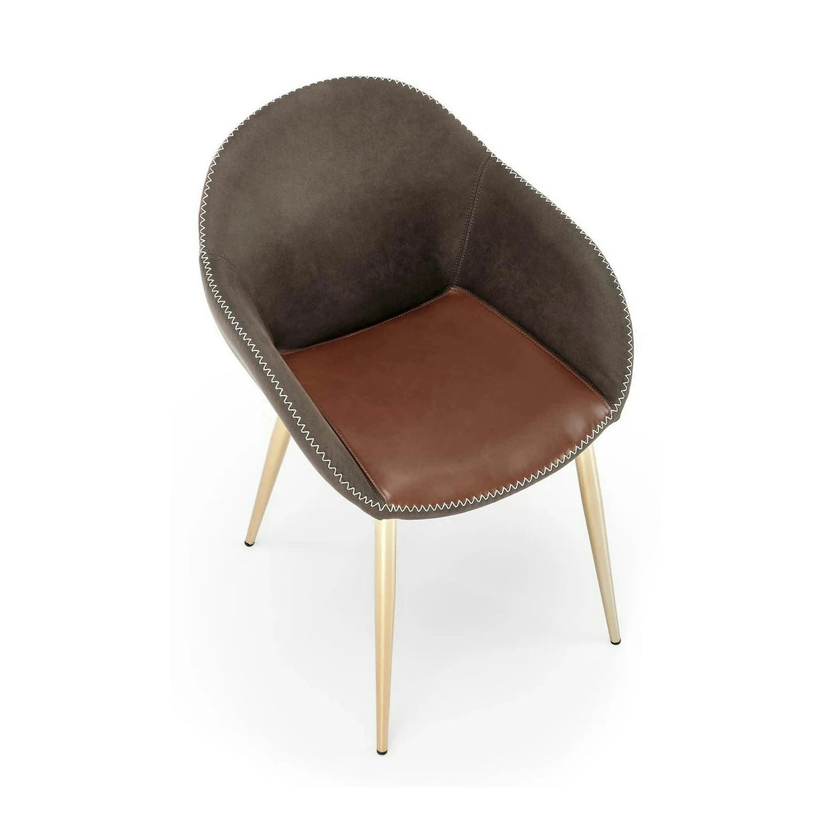 Scaun K304, gri/maro, piele ecologica/otel, 57x59x81 cm
