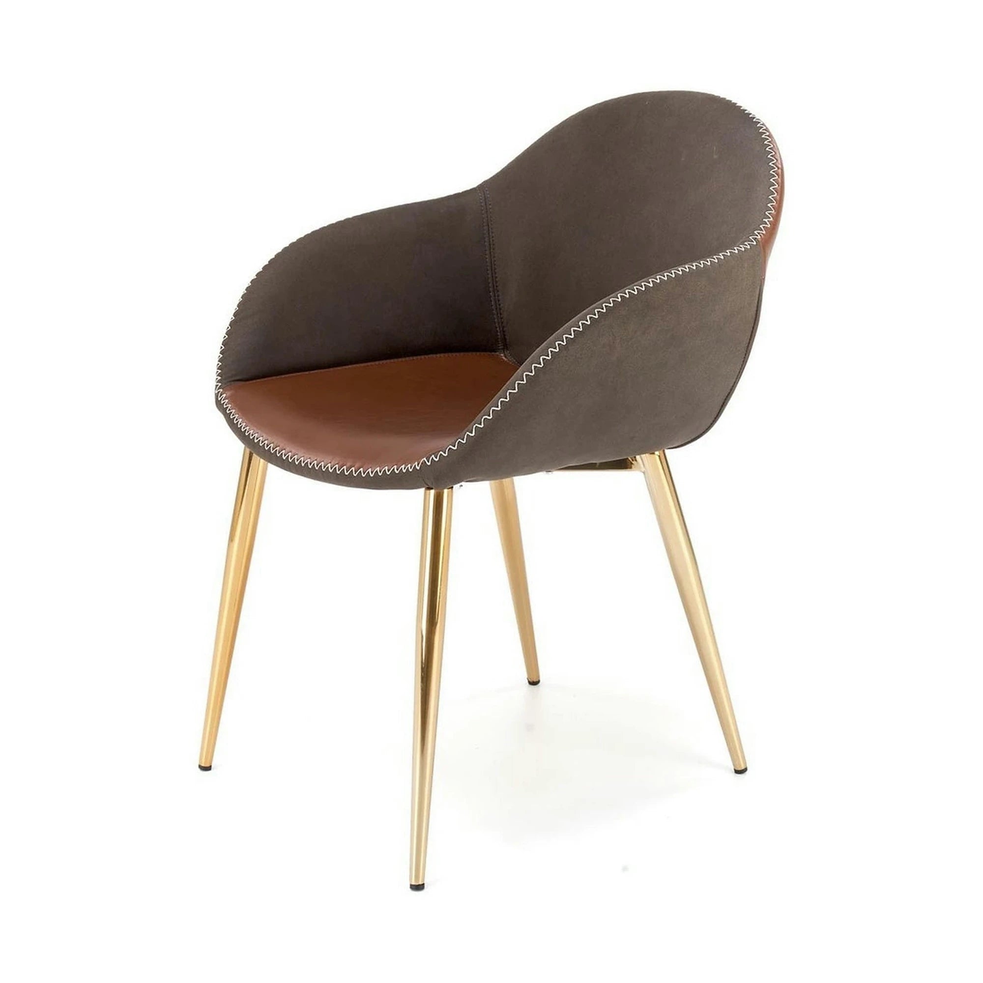 Scaun K304, gri/maro, piele ecologica/otel, 57x59x81 cm