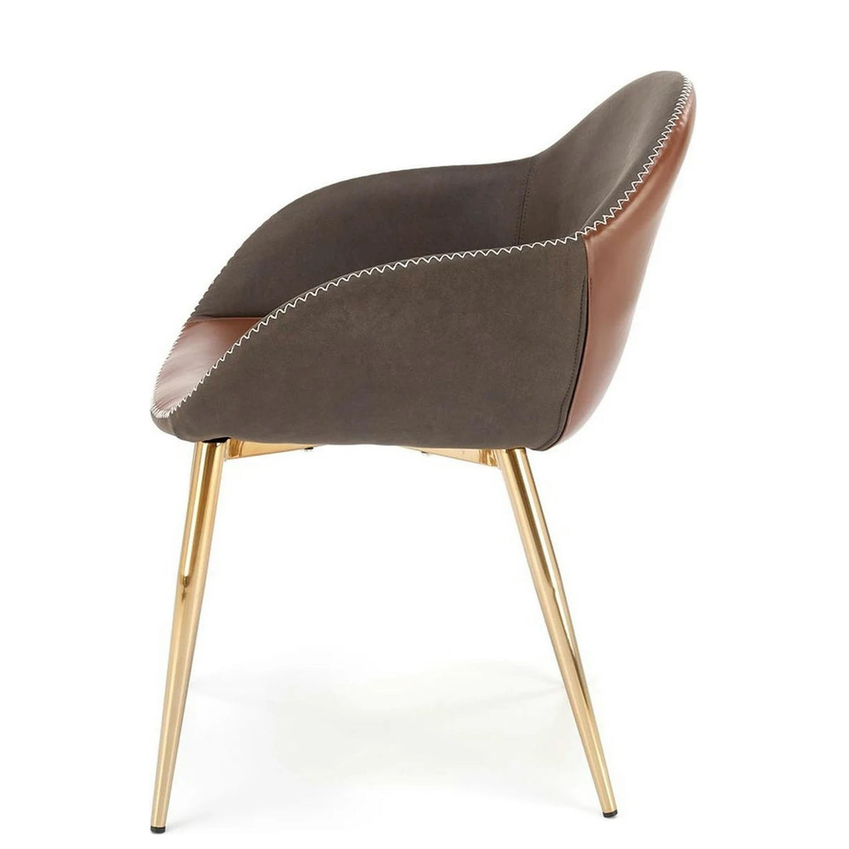 Scaun K304, gri/maro, piele ecologica/otel, 57x59x81 cm