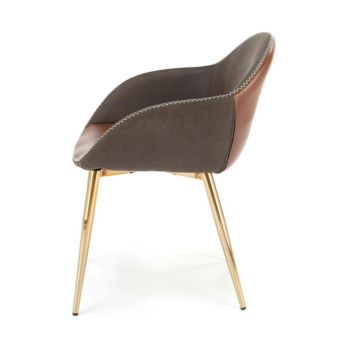 Scaun K304, gri/maro, piele ecologica/otel, 57x59x81 cm
