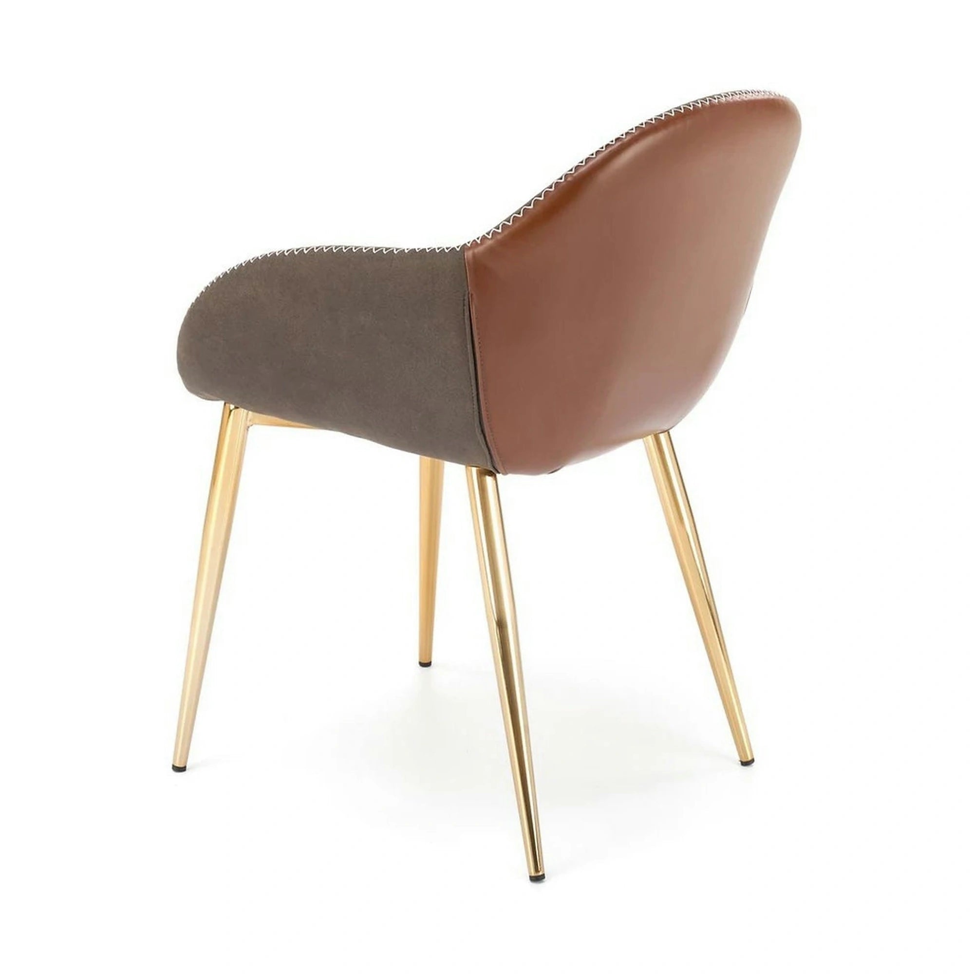 Scaun K304, gri/maro, piele ecologica/otel, 57x59x81 cm