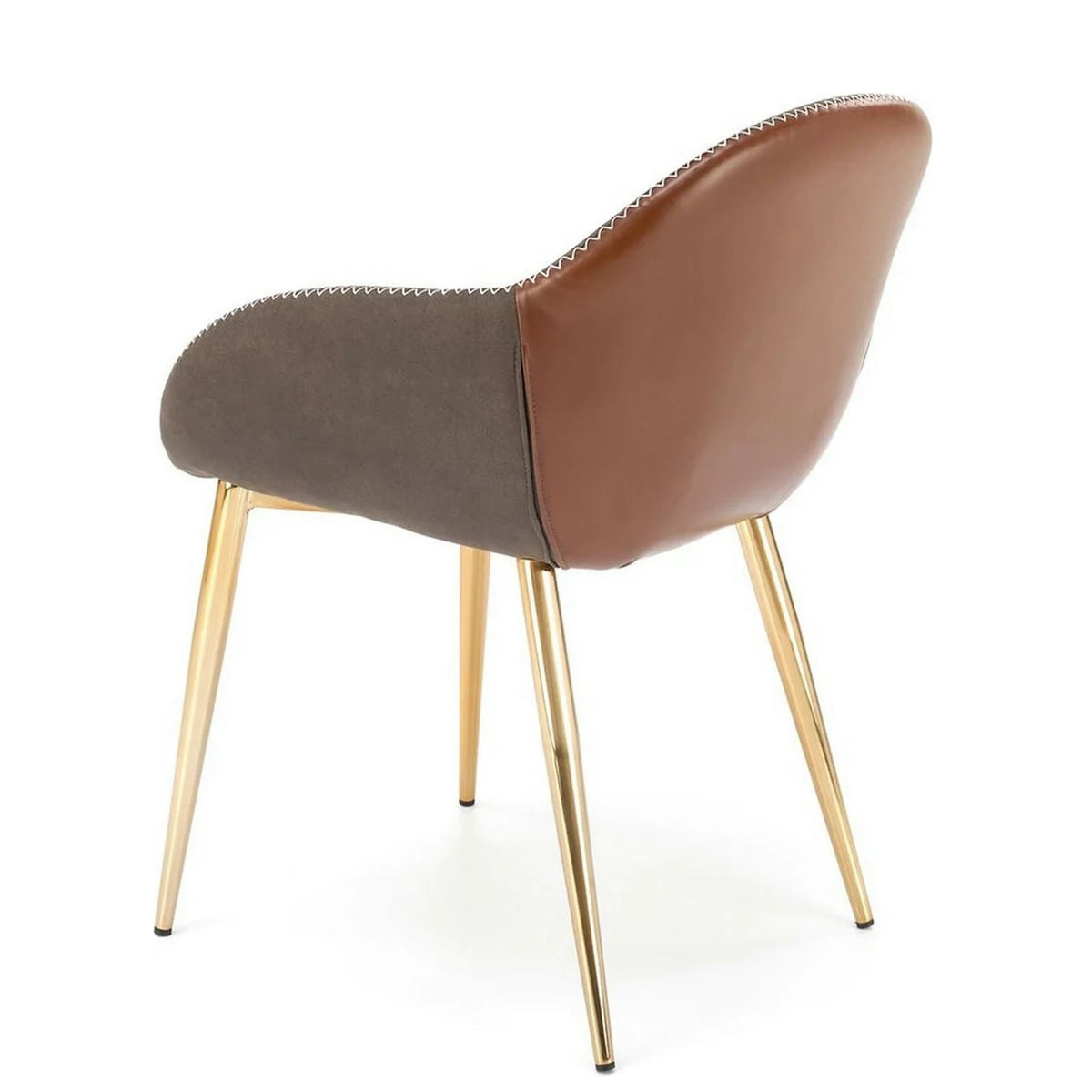 Scaun K304, gri/maro, piele ecologica/otel, 57x59x81 cm