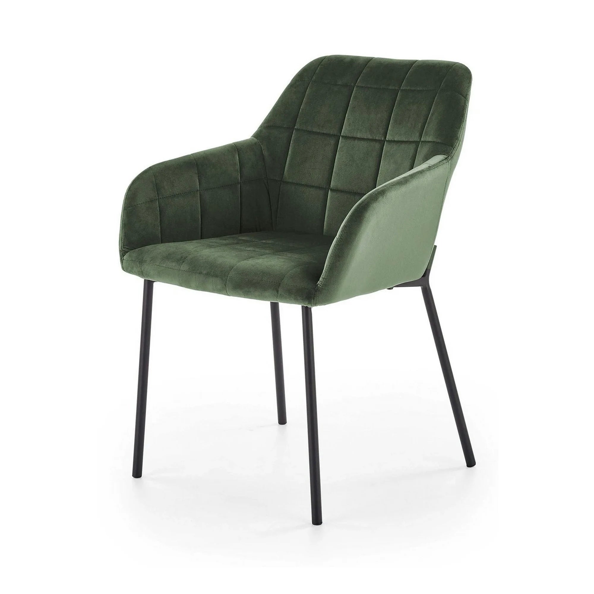 Scaun K305, verde inchis/negru, stofa catifelata/metal, 58X57X80 cm