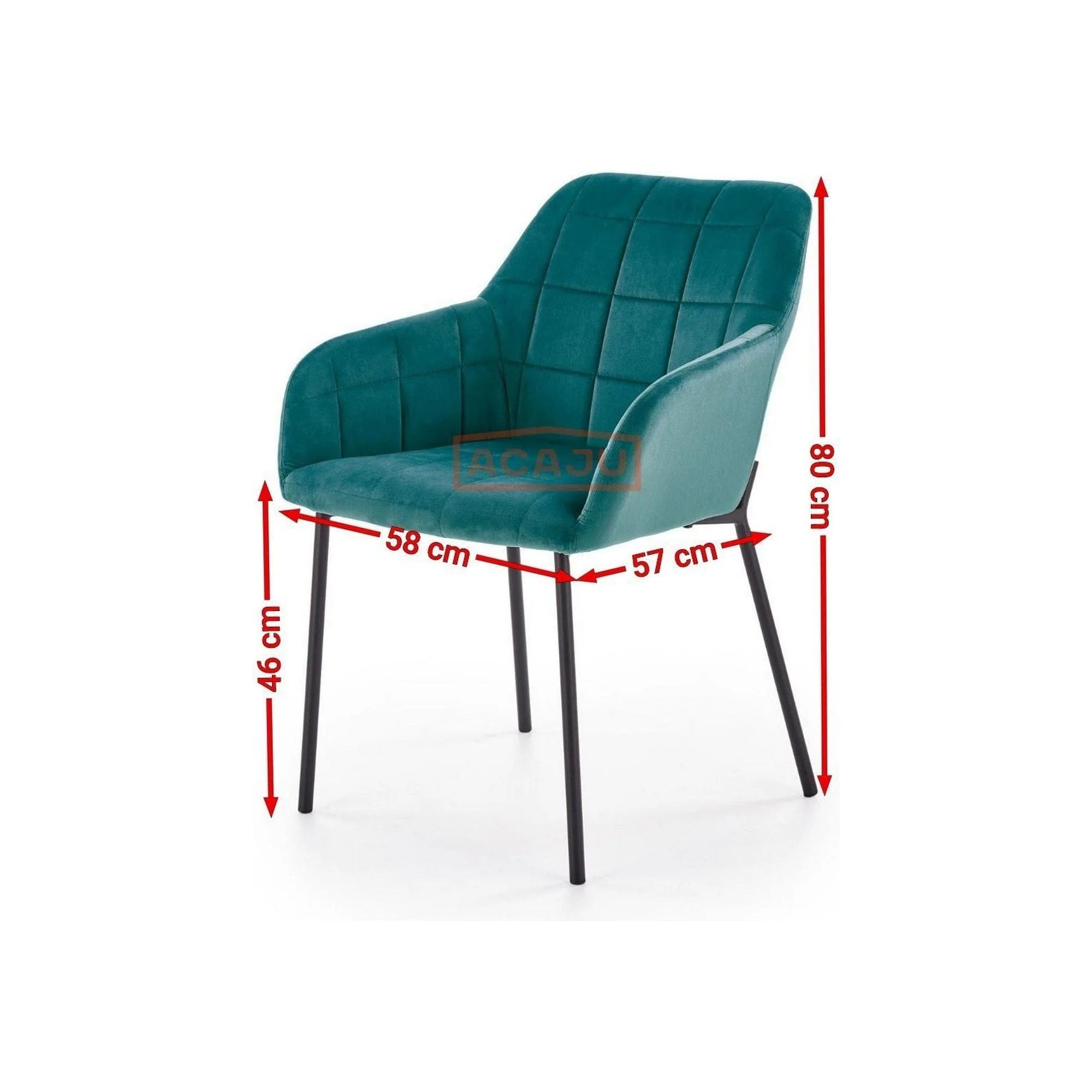 Scaun K305, verde inchis/negru, stofa catifelata/metal, 58X57X80 cm