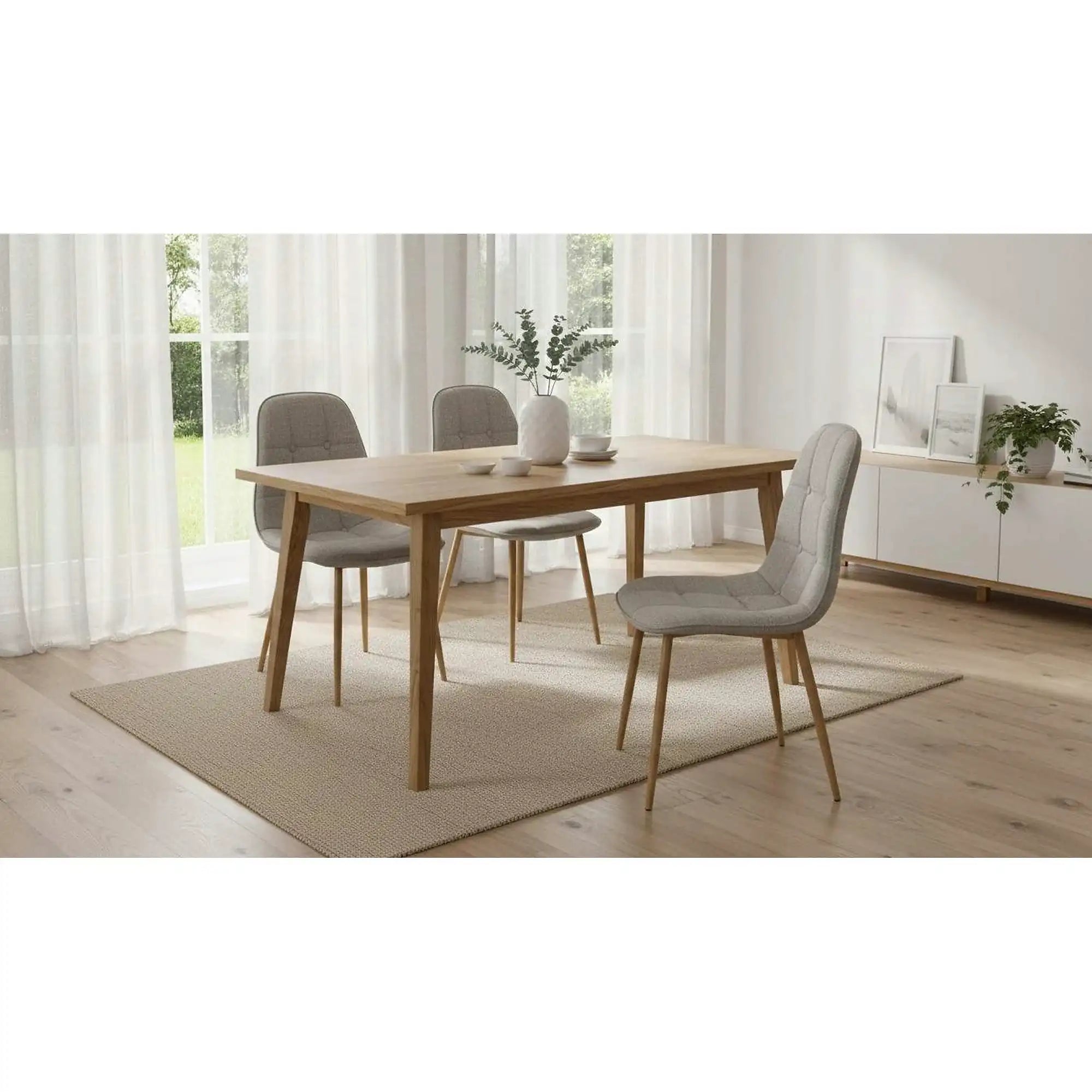 Scaun K316, bej/stejar, stofa clasica/metal, 44x56x87 cm