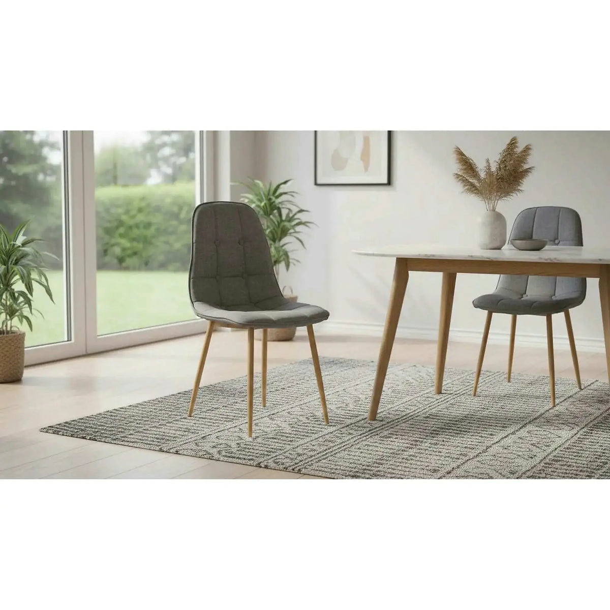 Scaun K316, gri/stejar, stofa clasica/metal, 44x56x87 cm
