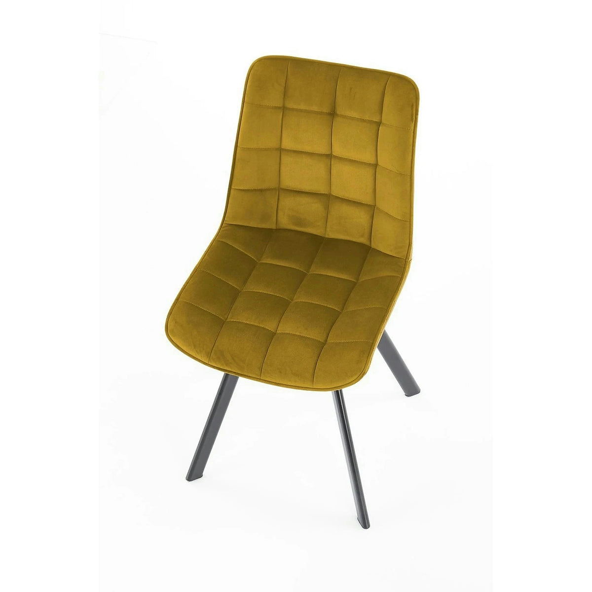 Scaun K332, galben mustar/negru, stofa catifelata/metal, 46X61X84 CM