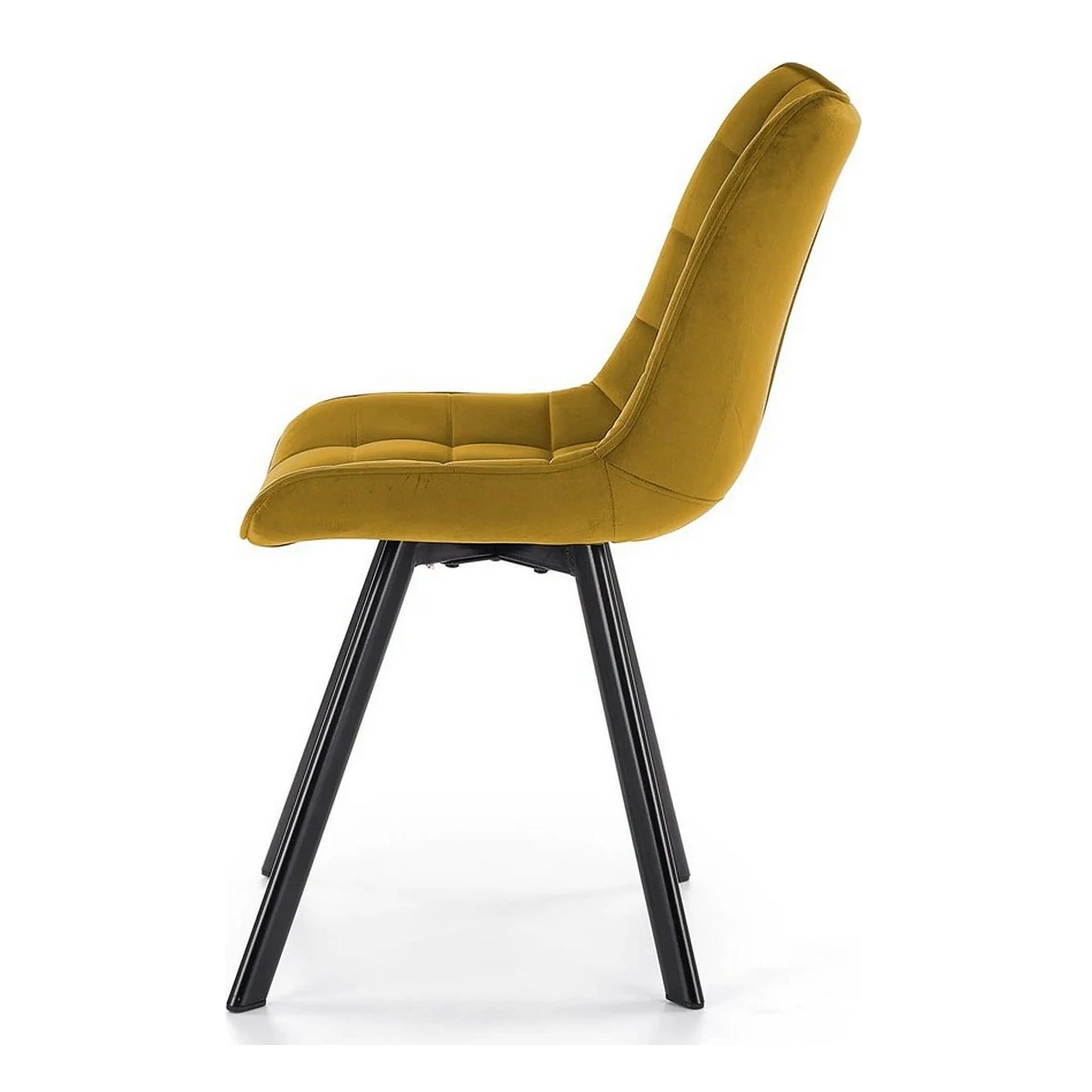 Scaun K332, galben mustar/negru, stofa catifelata/metal, 46X61X84 CM