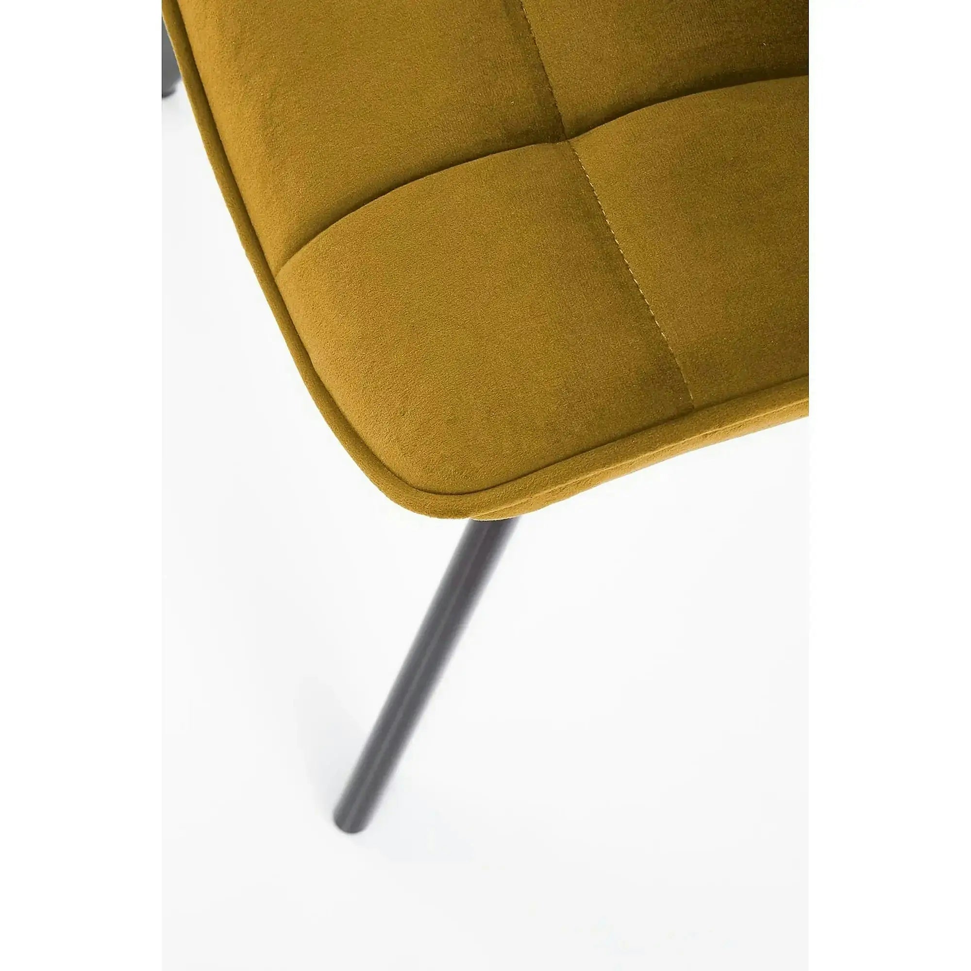 Scaun K332, galben mustar/negru, stofa catifelata/metal, 46X61X84 CM