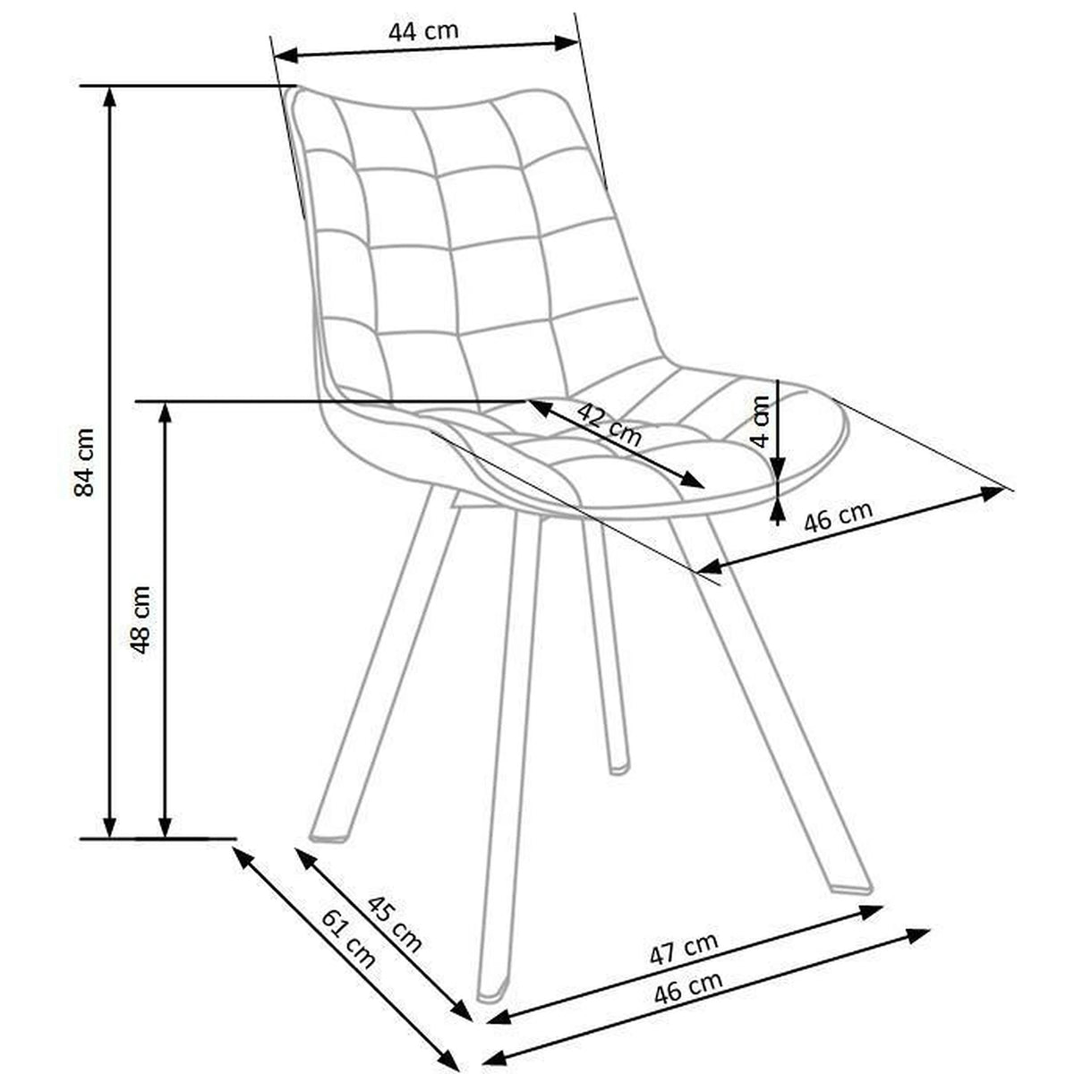 Scaun K332, gri/stejar, stofa/metal, 46x61x84 cm