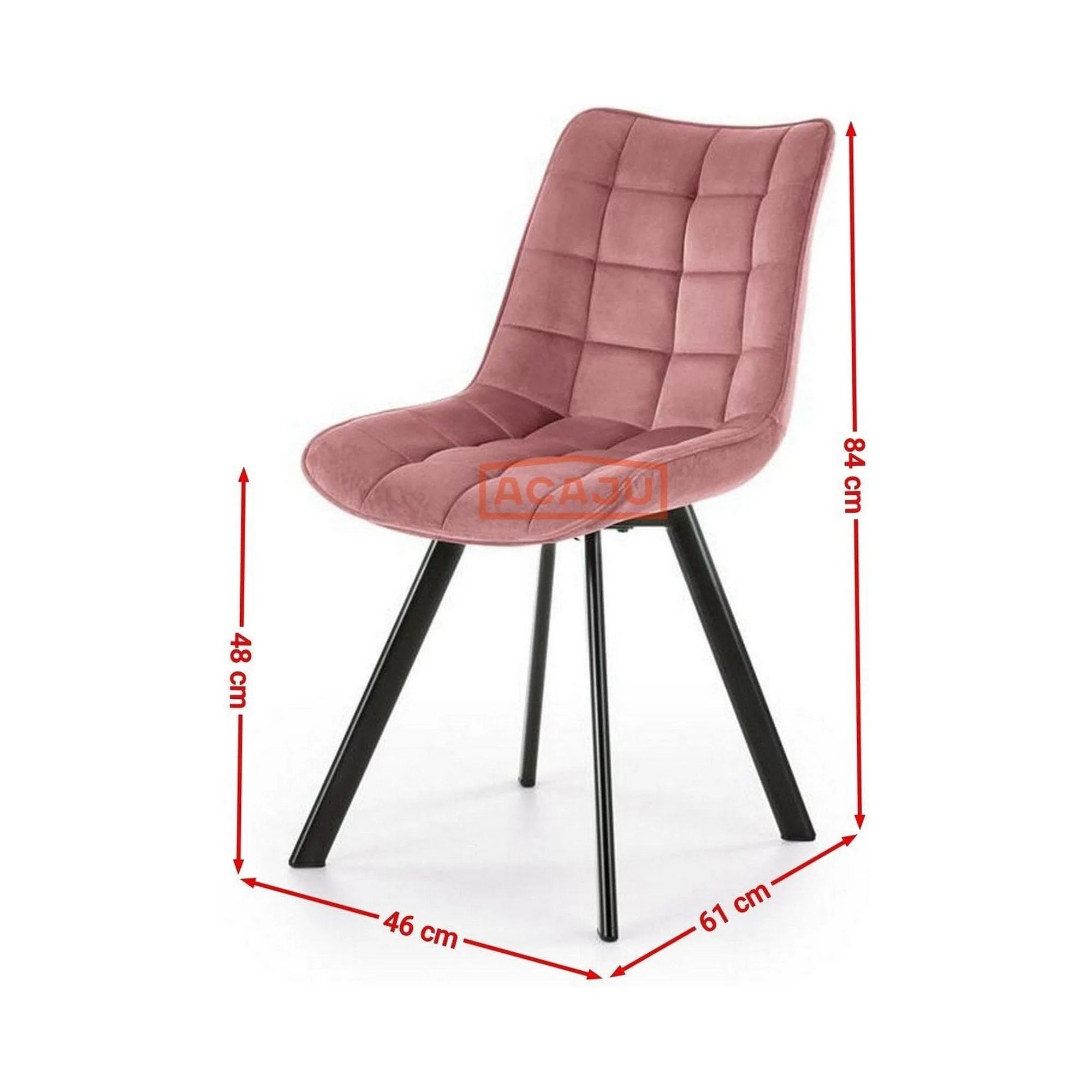 Scaun K332, roz/negru, stofa catifelata/metal, 46x61x84 cm