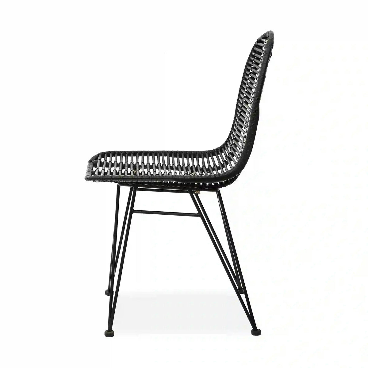 Scaun K337, negru, rattan natural/metal, 44x55x90 cm