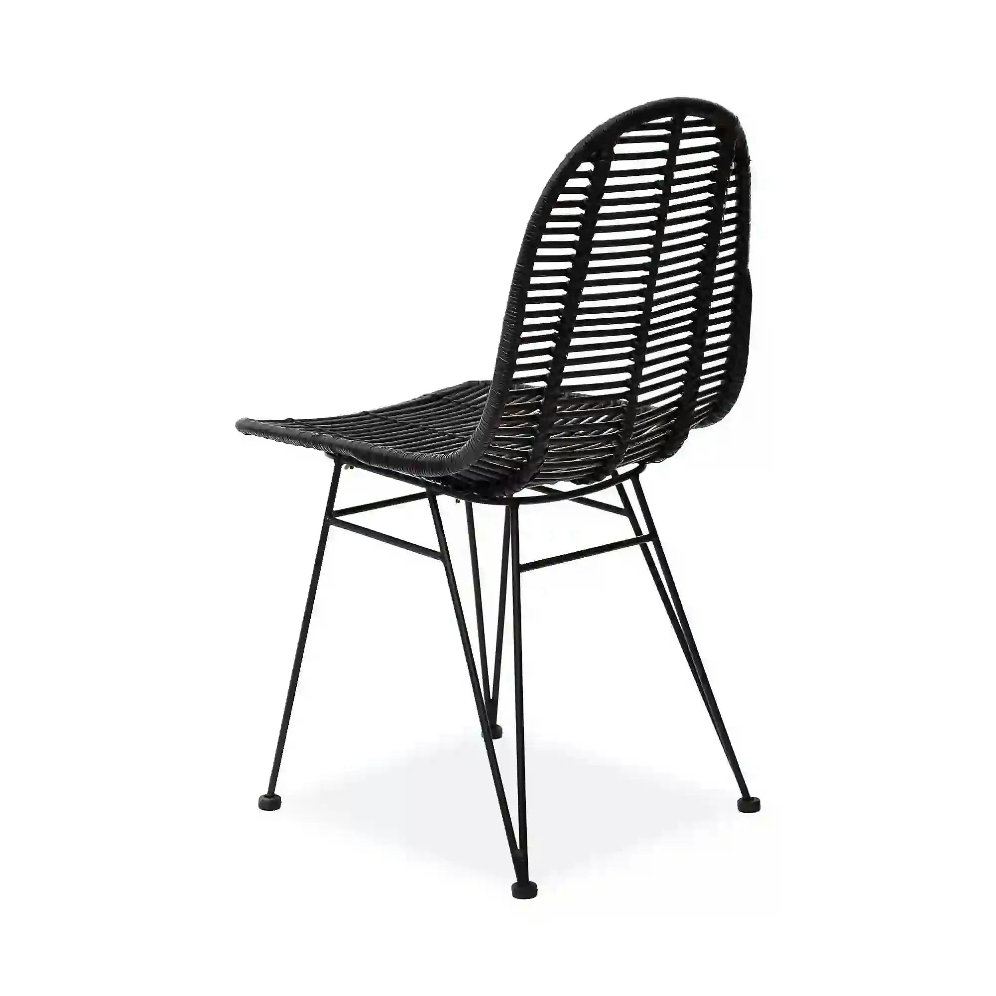 Scaun K337, negru, rattan natural/metal, 44x55x90 cm