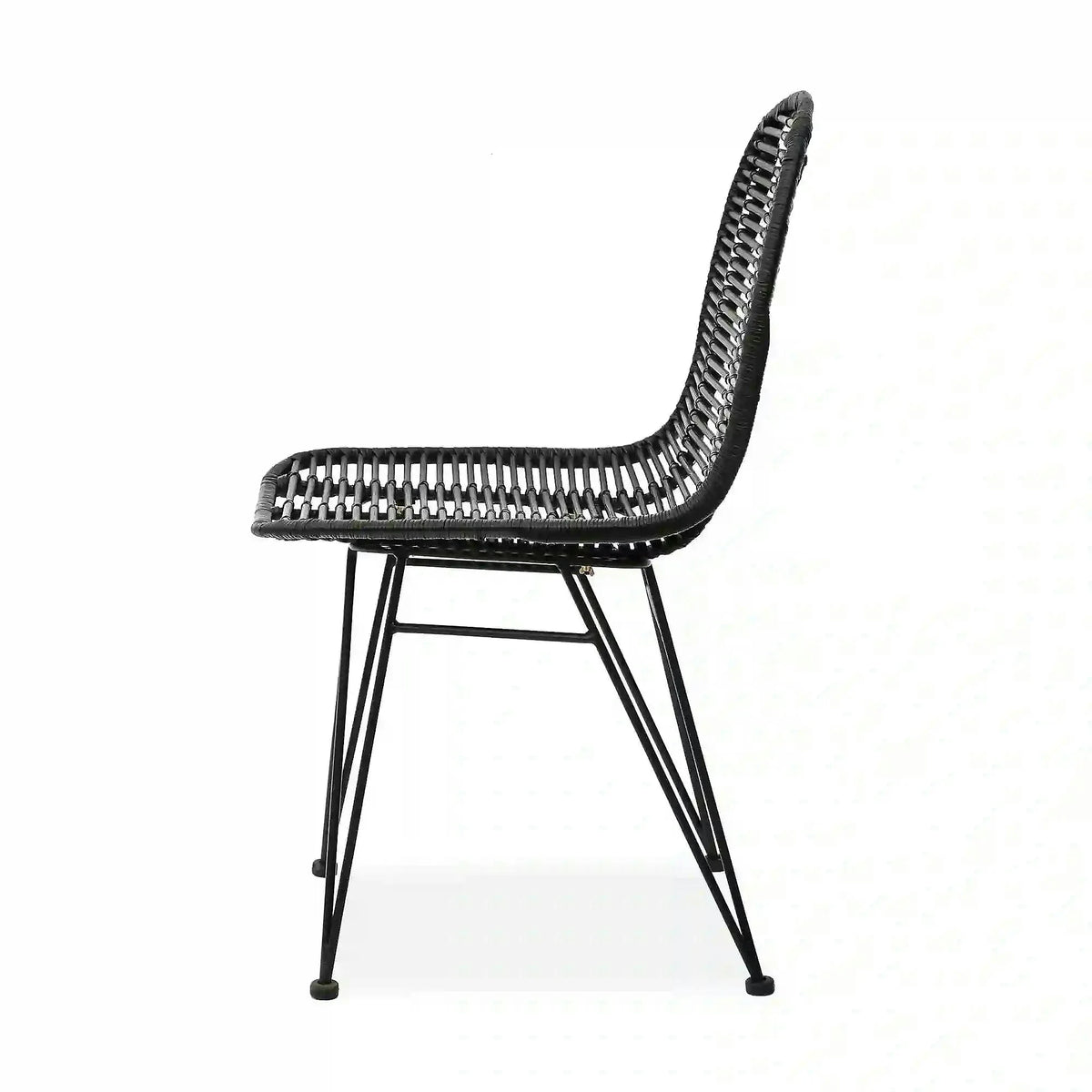 Scaun K337, negru, rattan natural/metal, 44x55x90 cm