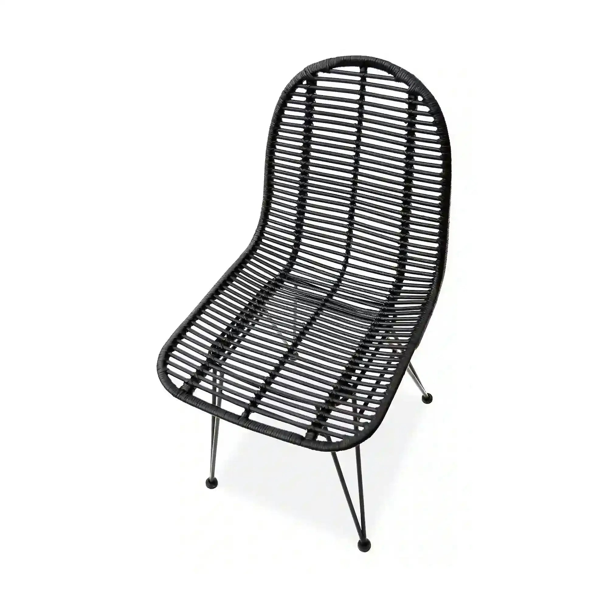 Scaun K337, negru, rattan natural/metal, 44x55x90 cm
