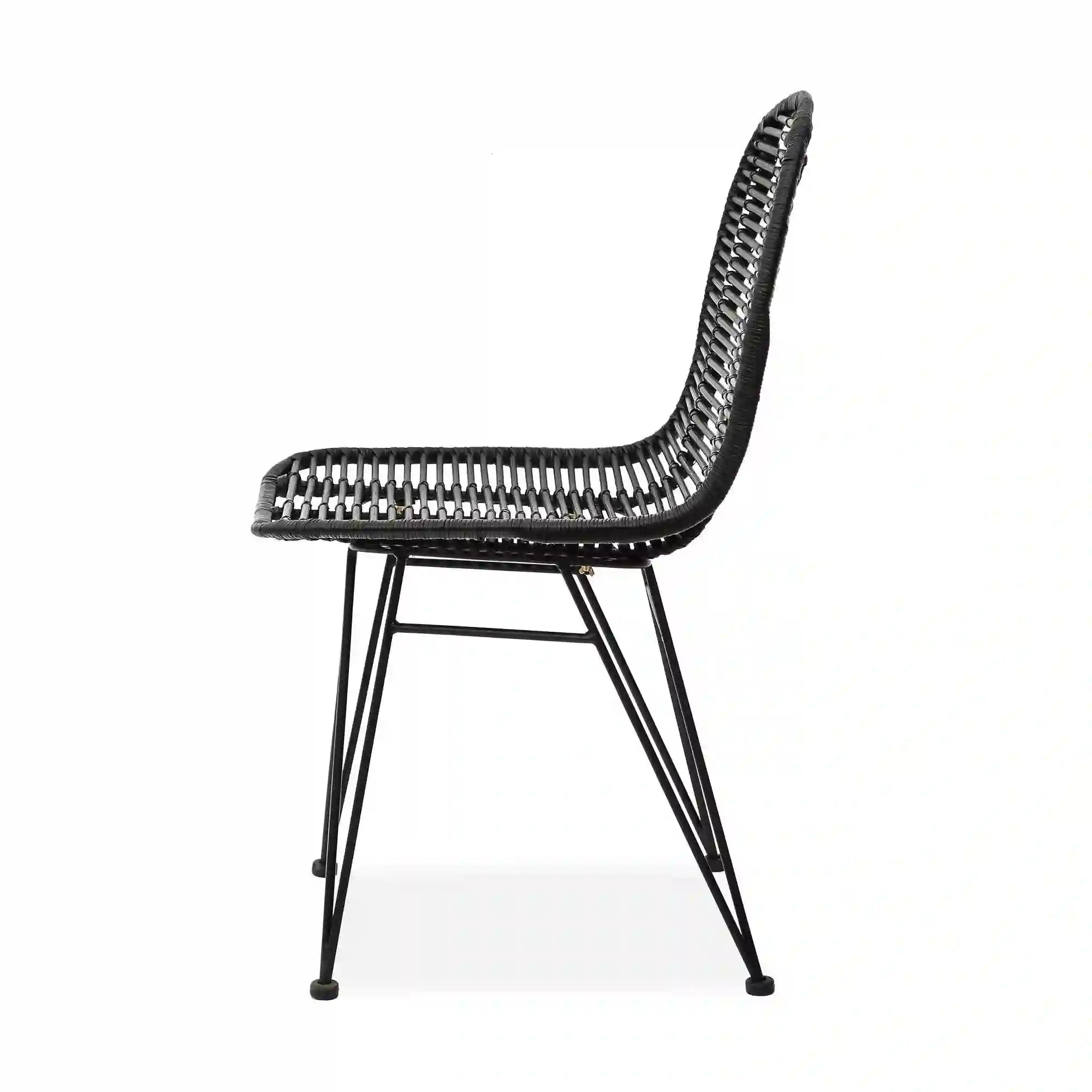 Scaun K337, negru, rattan natural/metal, 44x55x90 cm