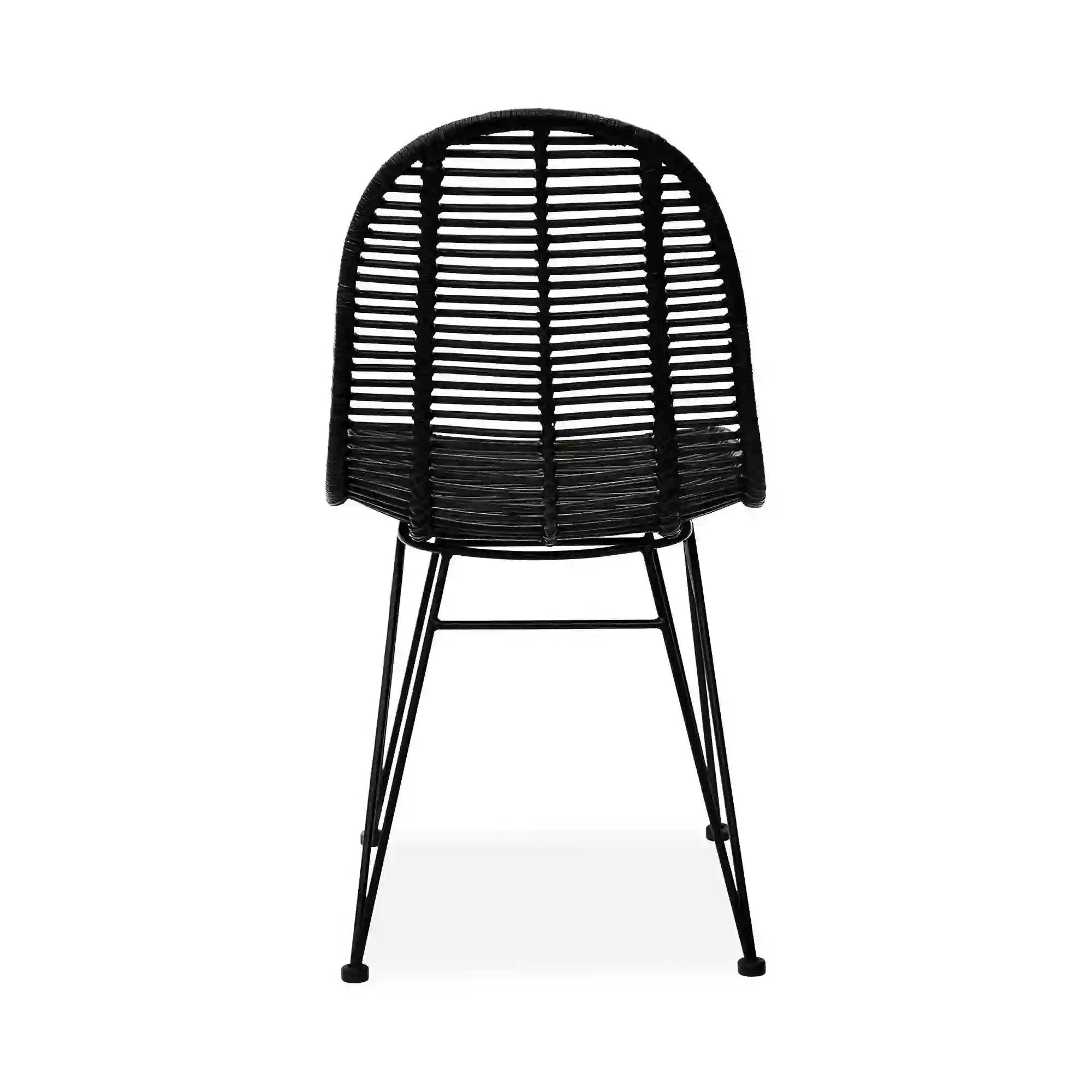 Scaun K337, negru, rattan natural/metal, 44x55x90 cm