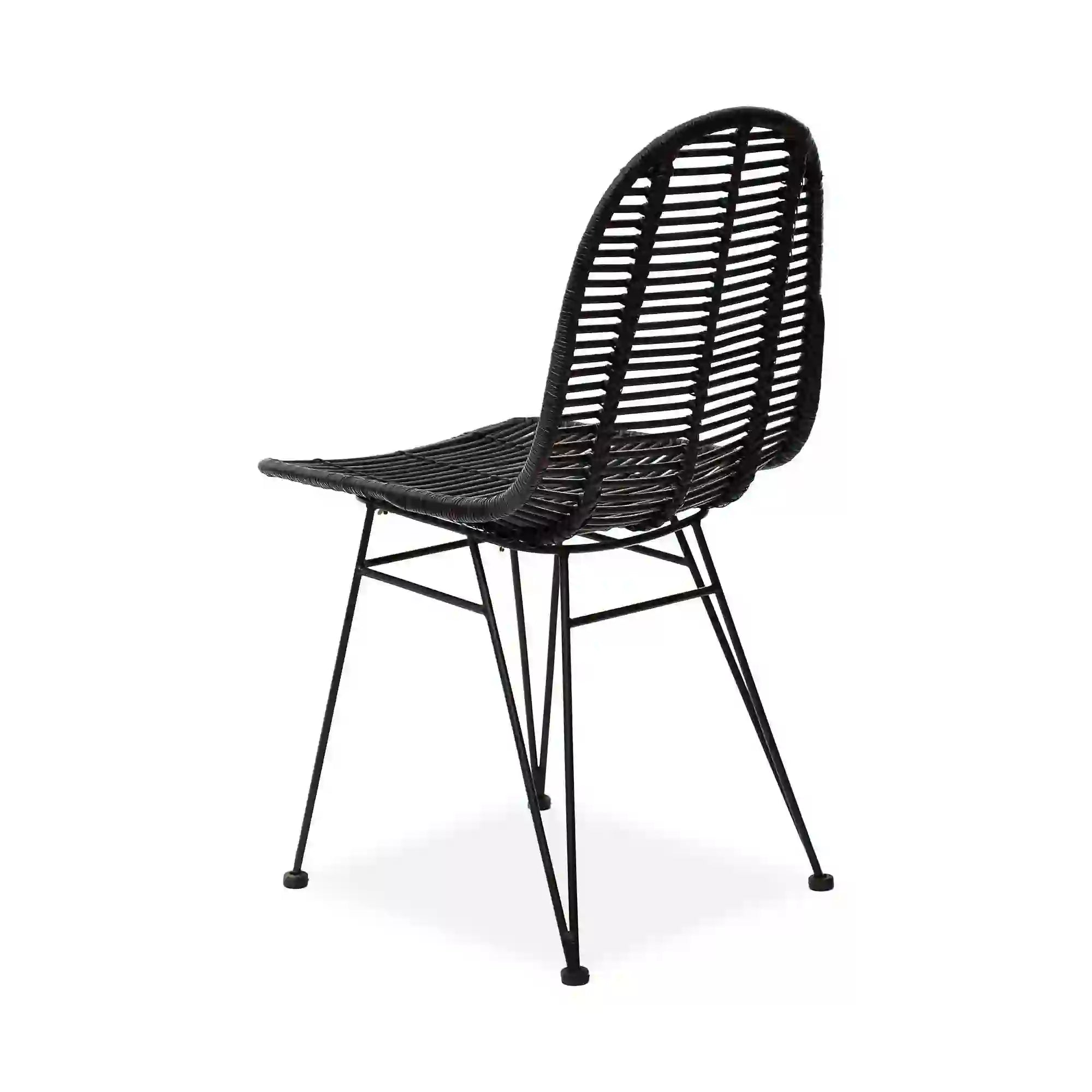 Scaun K337, negru, rattan natural/metal, 44x55x90 cm