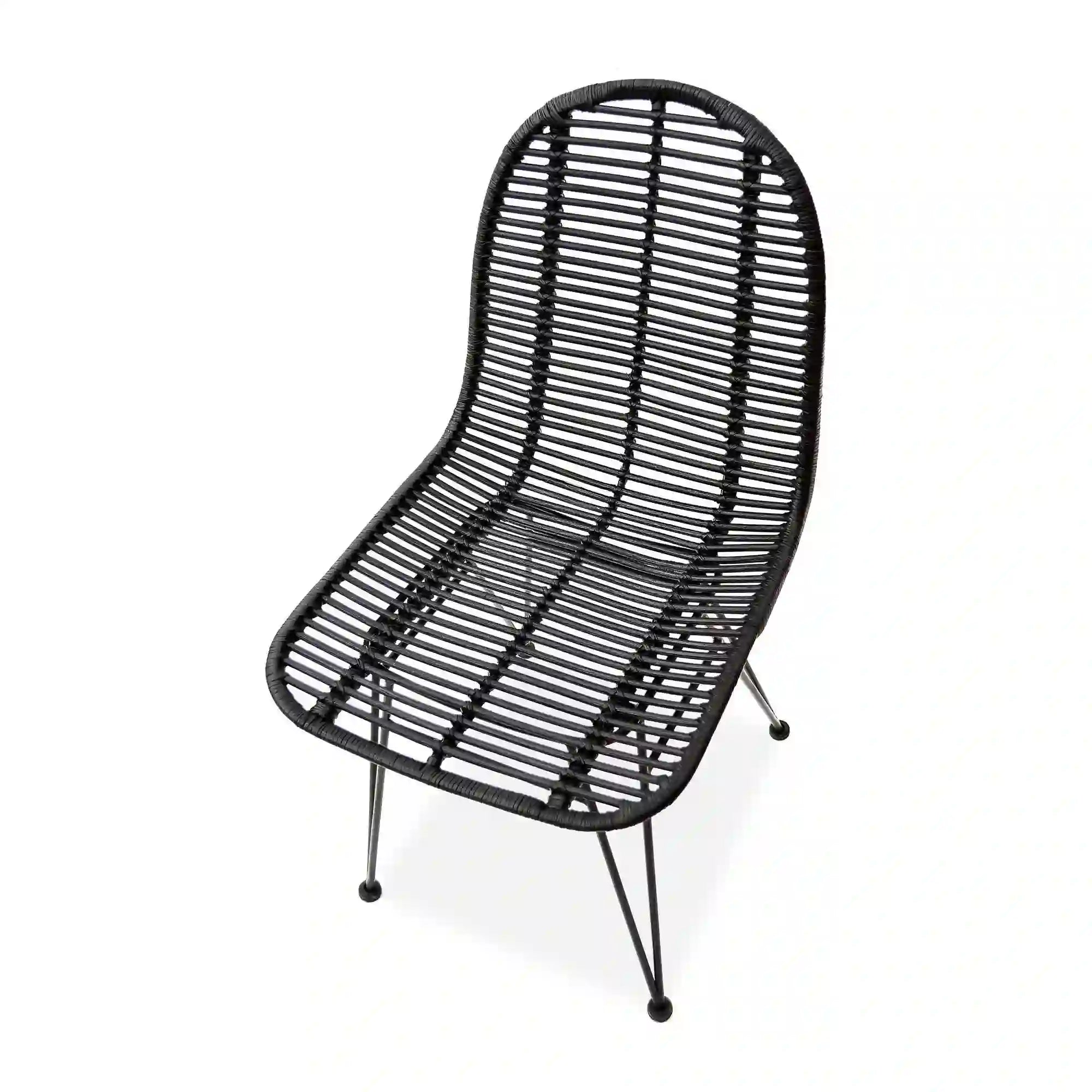 Scaun K337, negru, rattan natural/metal, 44x55x90 cm