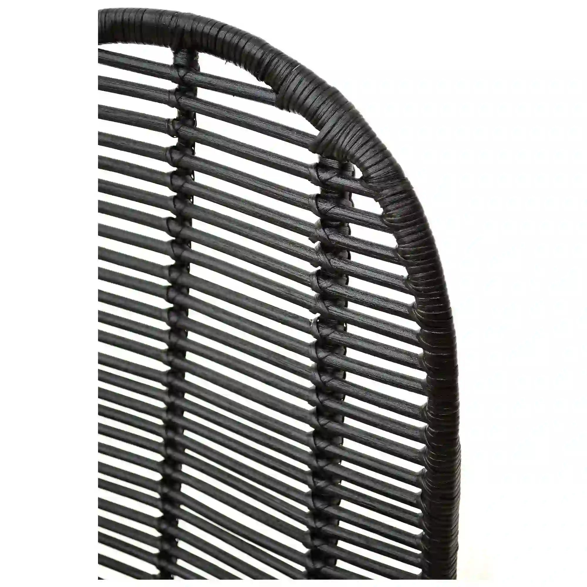 Scaun K337, negru, rattan natural/metal, 44x55x90 cm