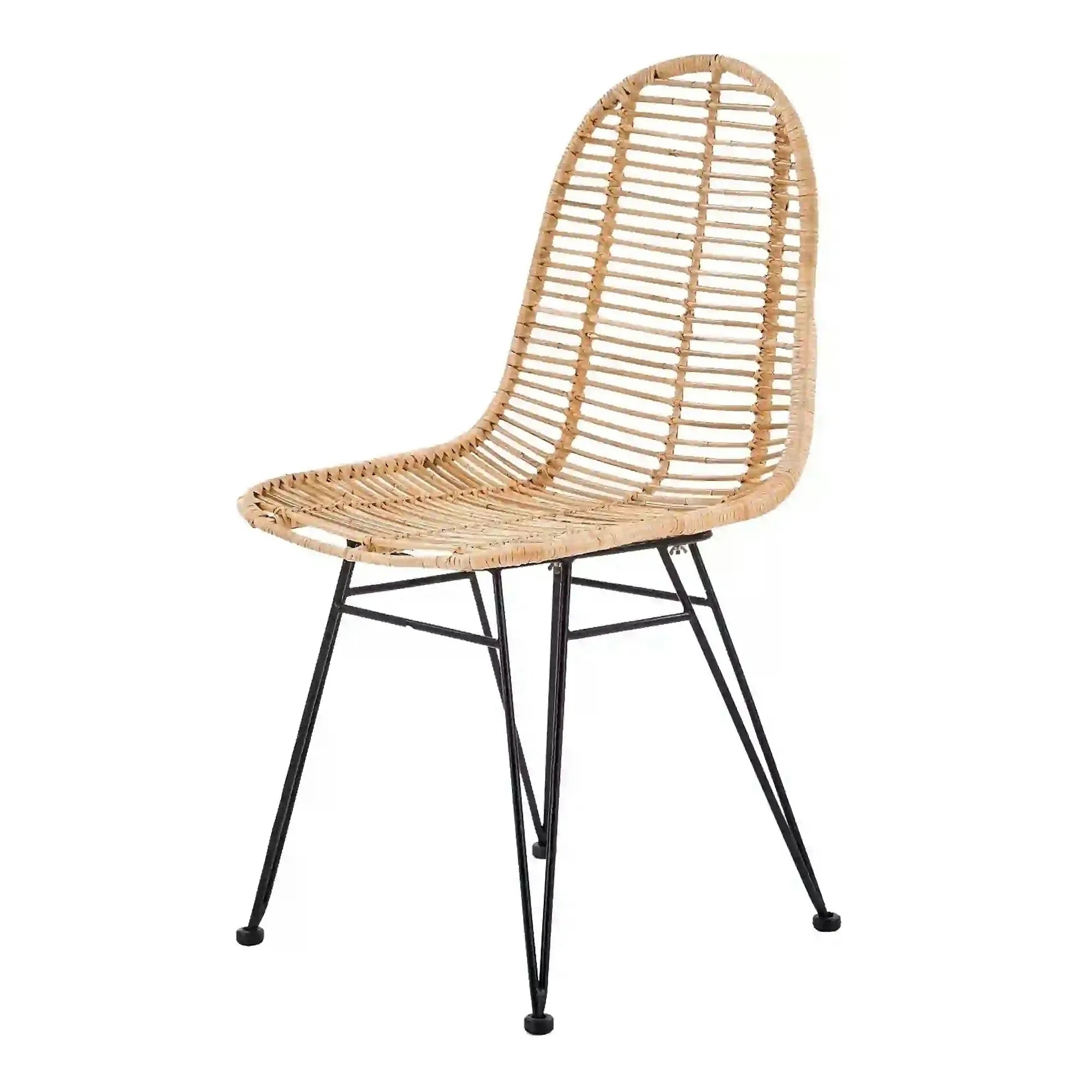 Scaun K337, stejar/negru, ratan natural/metal, 44X55X90 CM